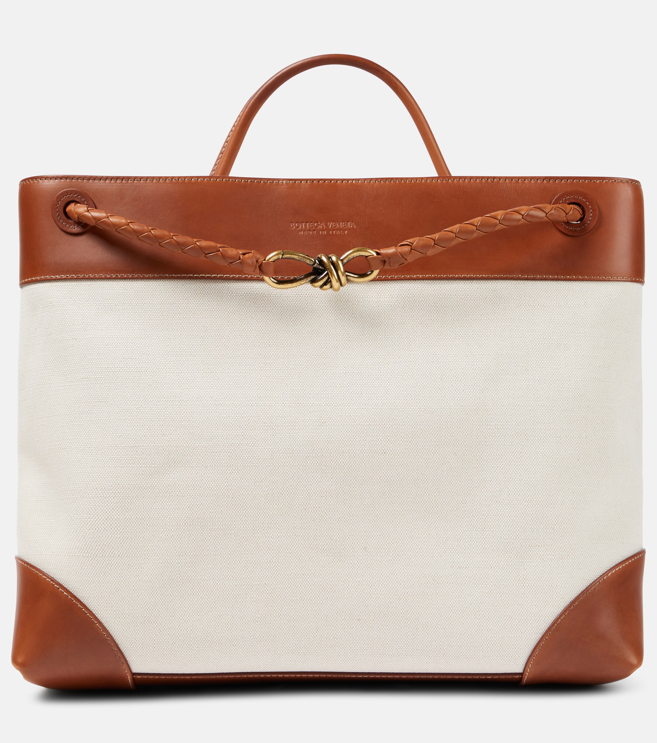 Bottega Veneta Andiamo Large leather-trimmed canvas tote bag