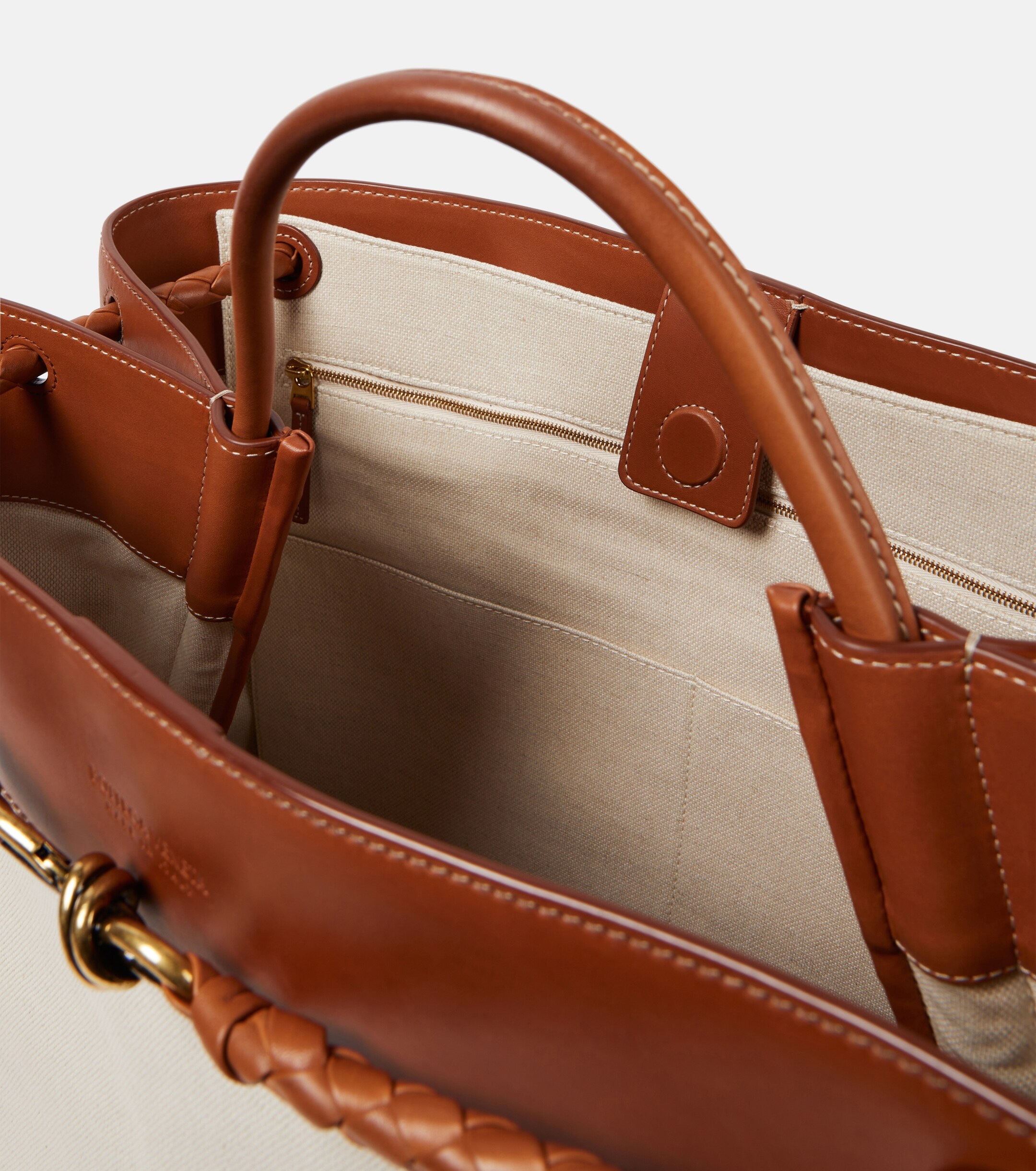 Bottega Veneta Andiamo Large leather-trimmed canvas tote bag