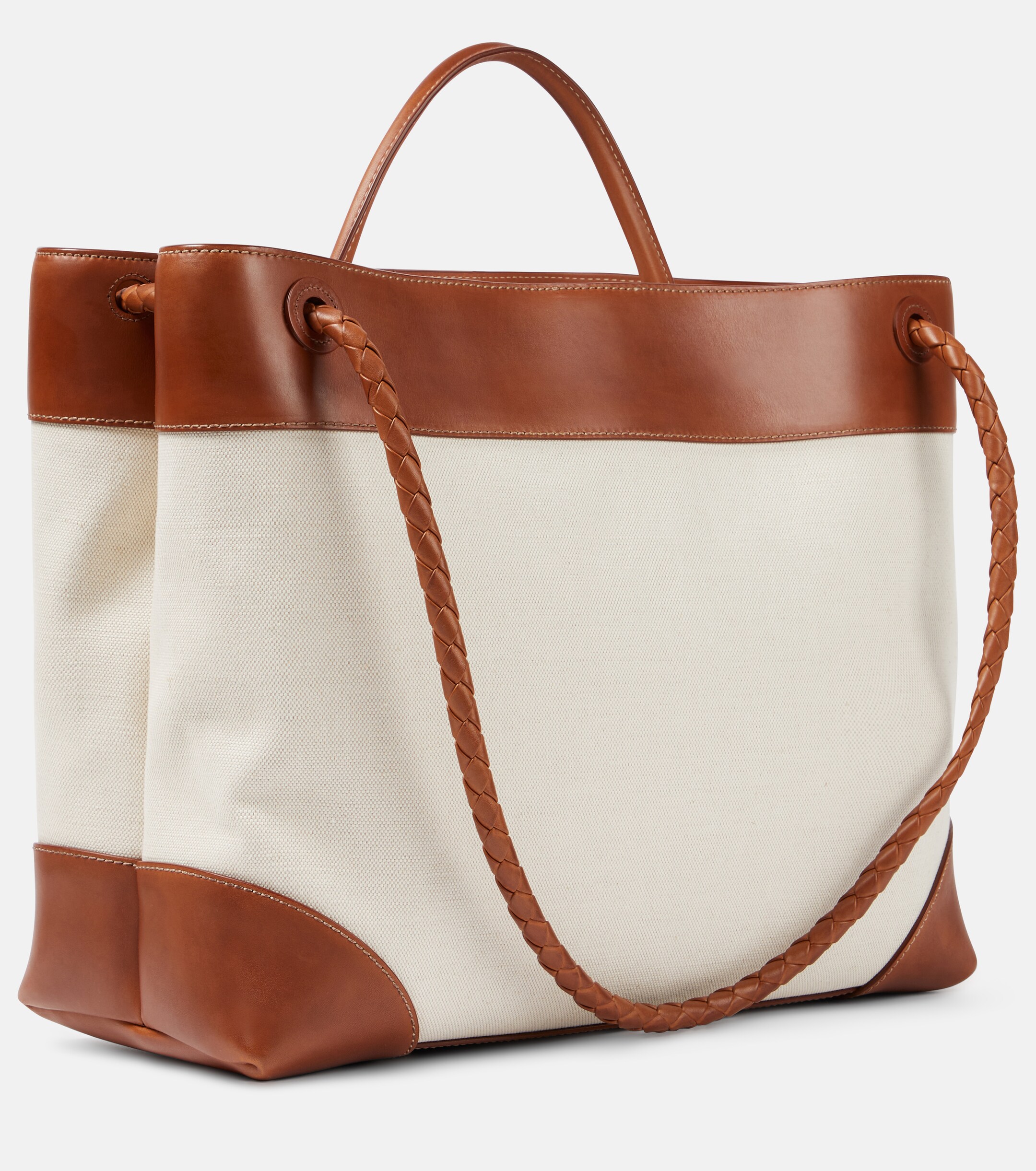Bottega Veneta Andiamo Large leather-trimmed canvas tote bag