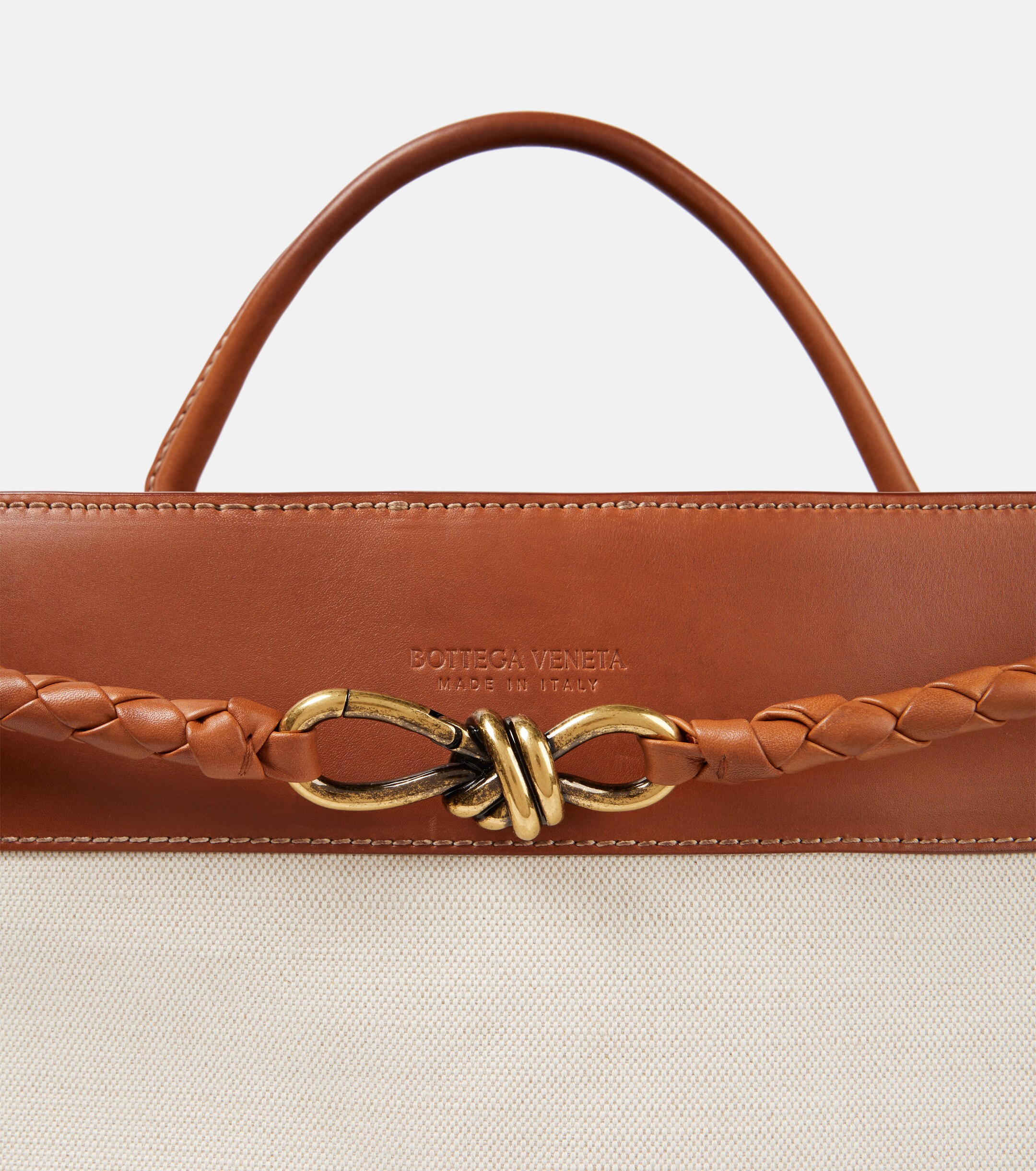 Bottega Veneta Andiamo Large leather-trimmed canvas tote bag