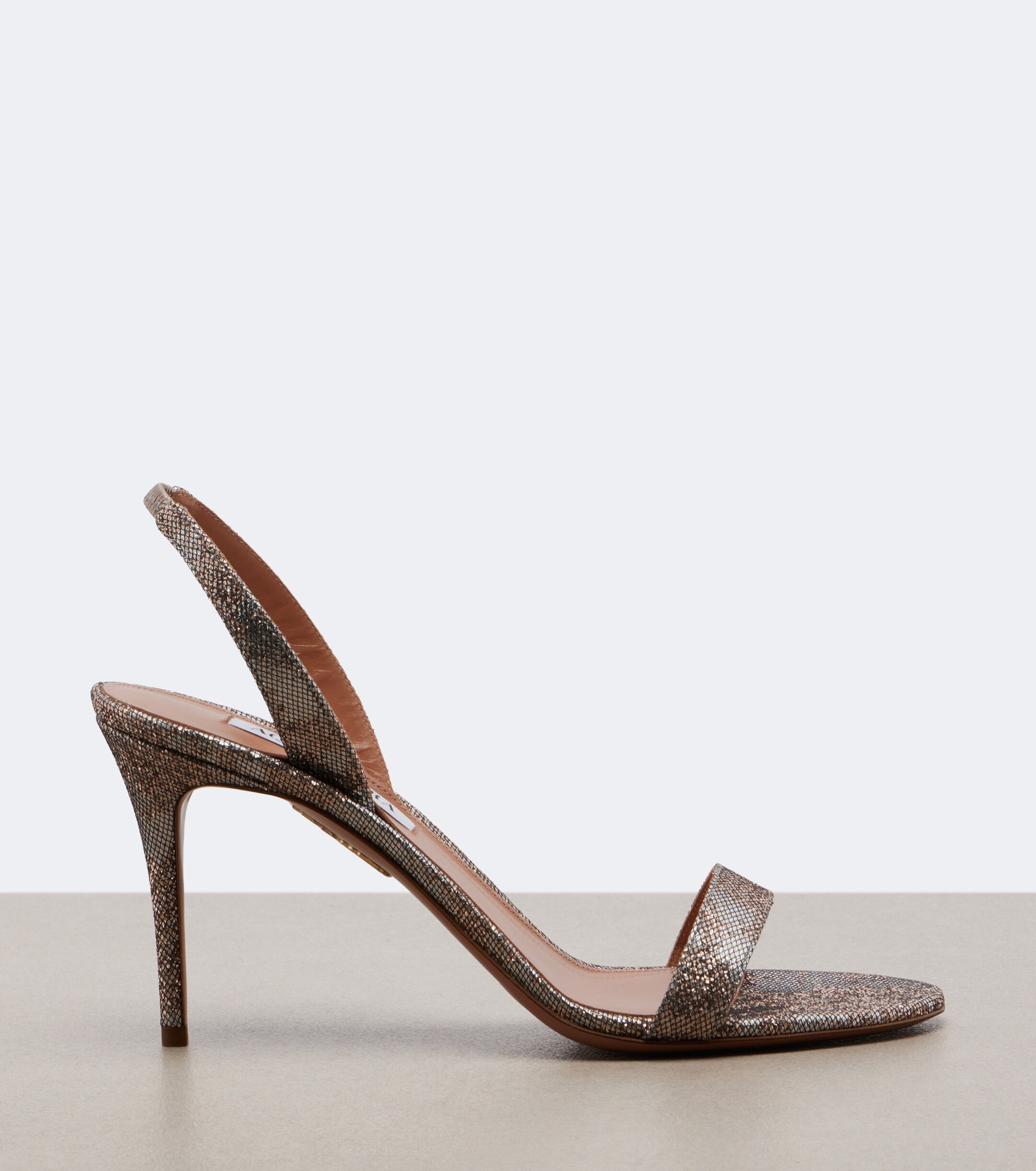 AQUAZZURA Aquazzura So Nude metallic leather slingback sandals
