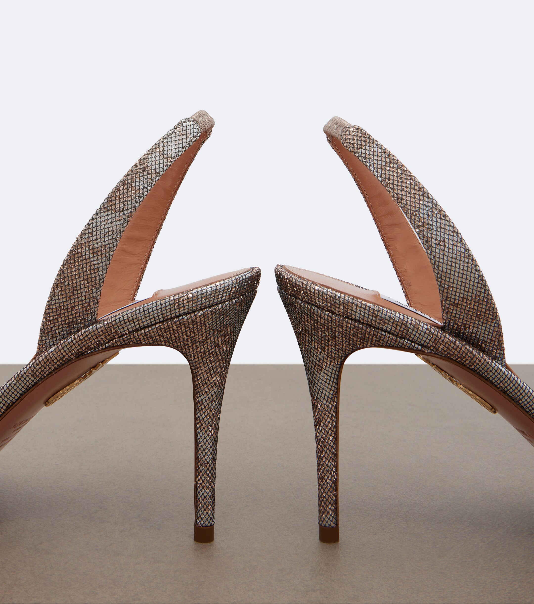 AQUAZZURA Aquazzura So Nude metallic leather slingback sandals