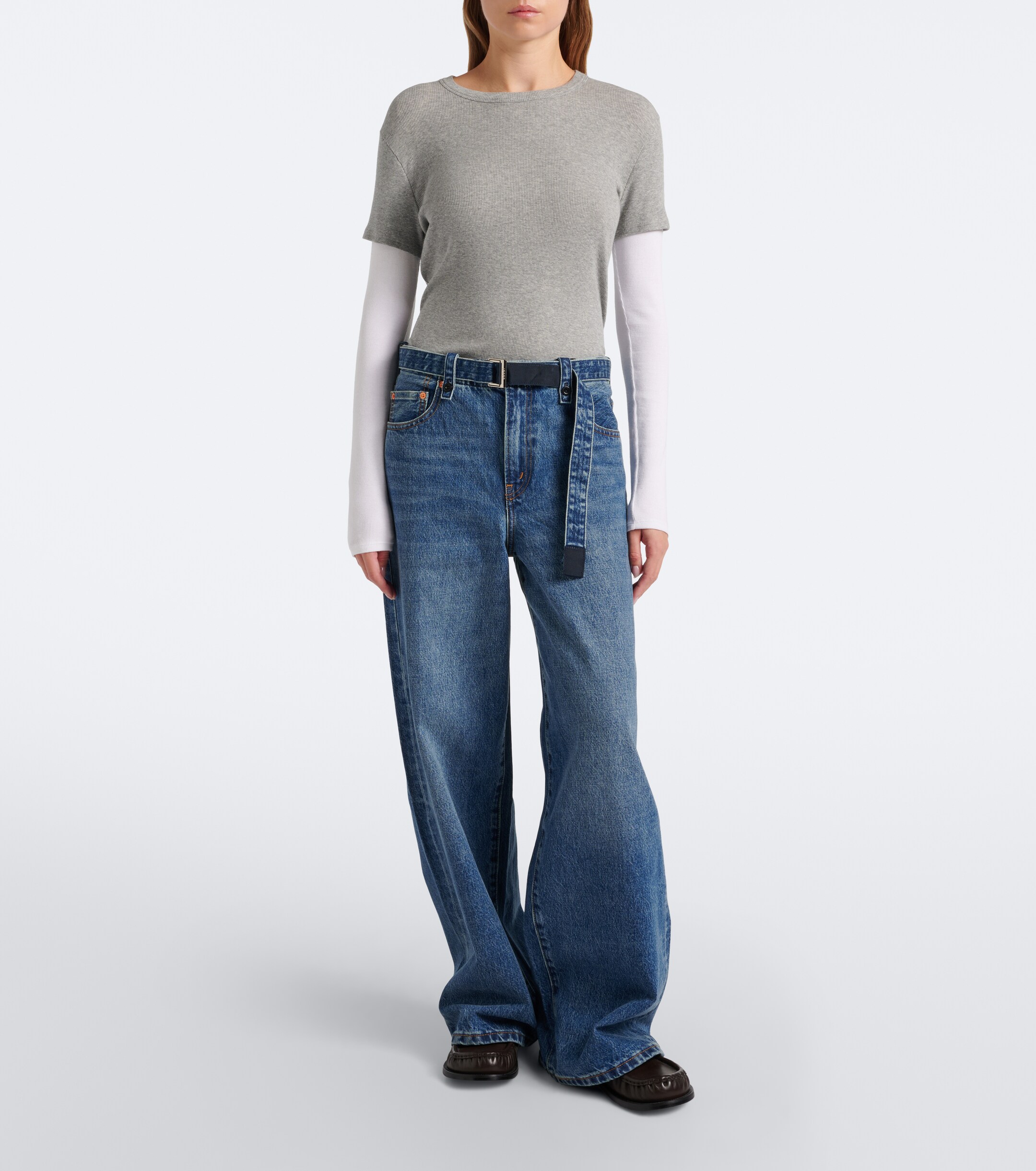 Sacai Sacai Belted wide-leg jeans