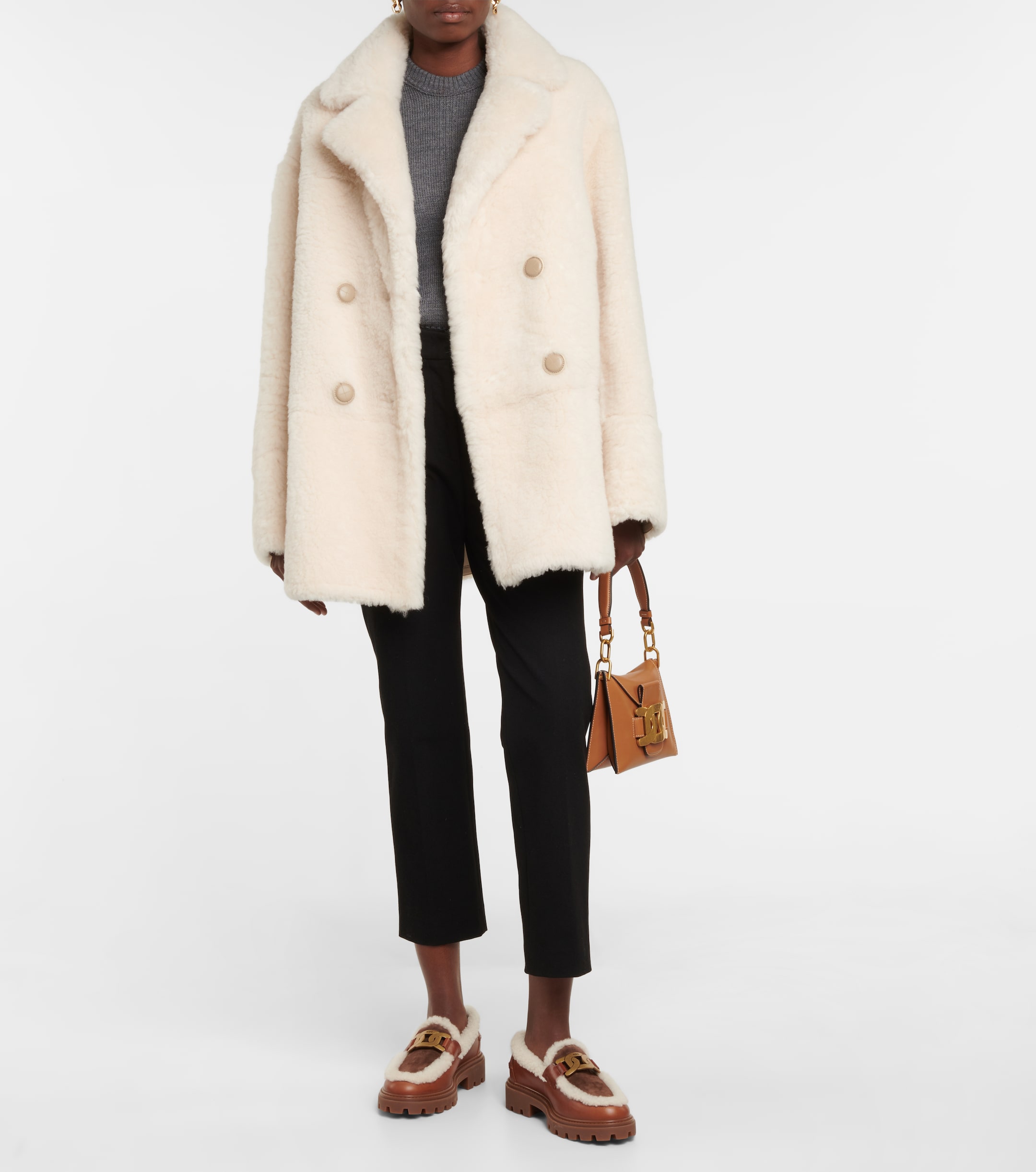 Tod's Kate leather and shearling loafers