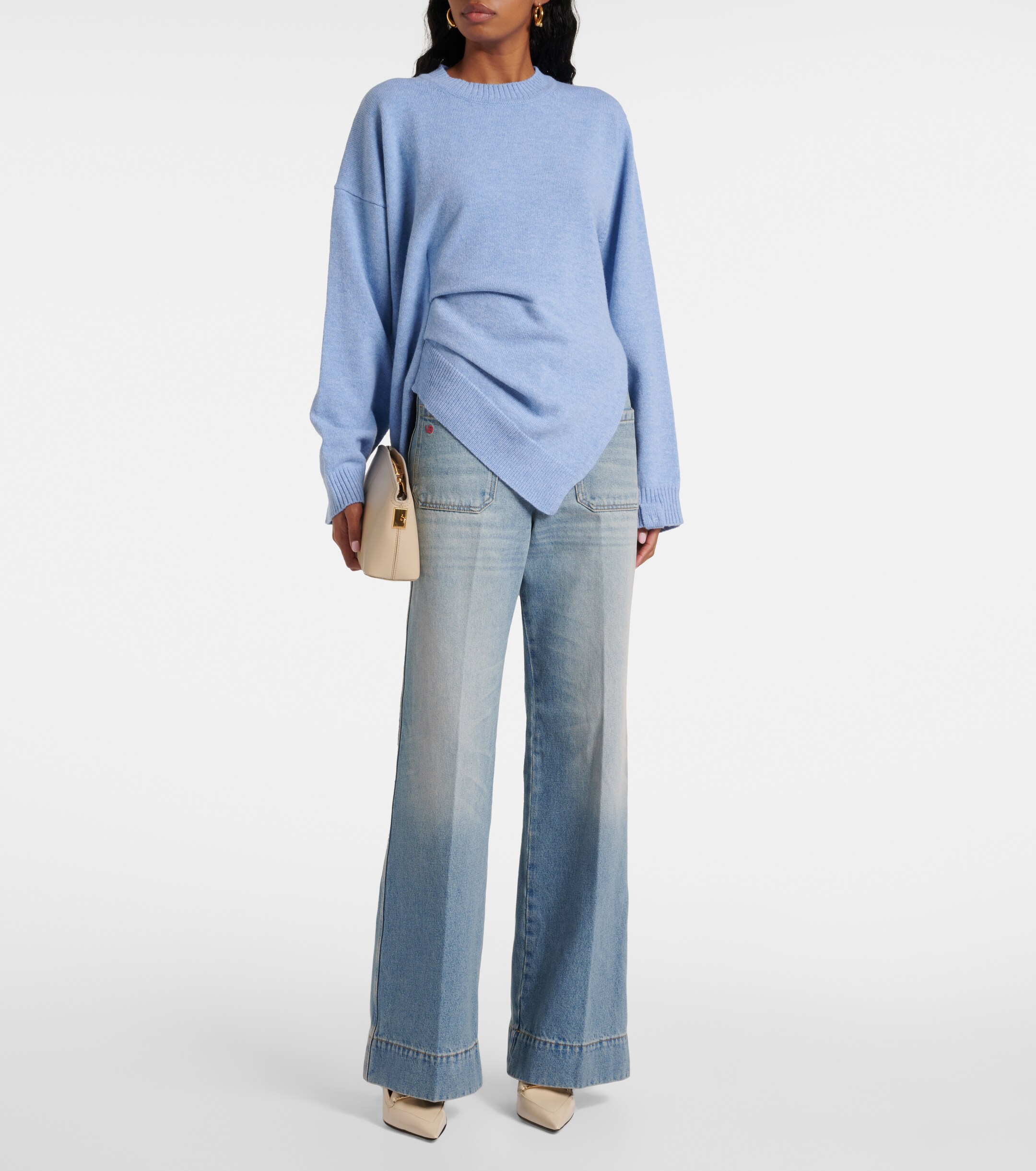 Victoria Beckham Gathered asymmetric wool sweater