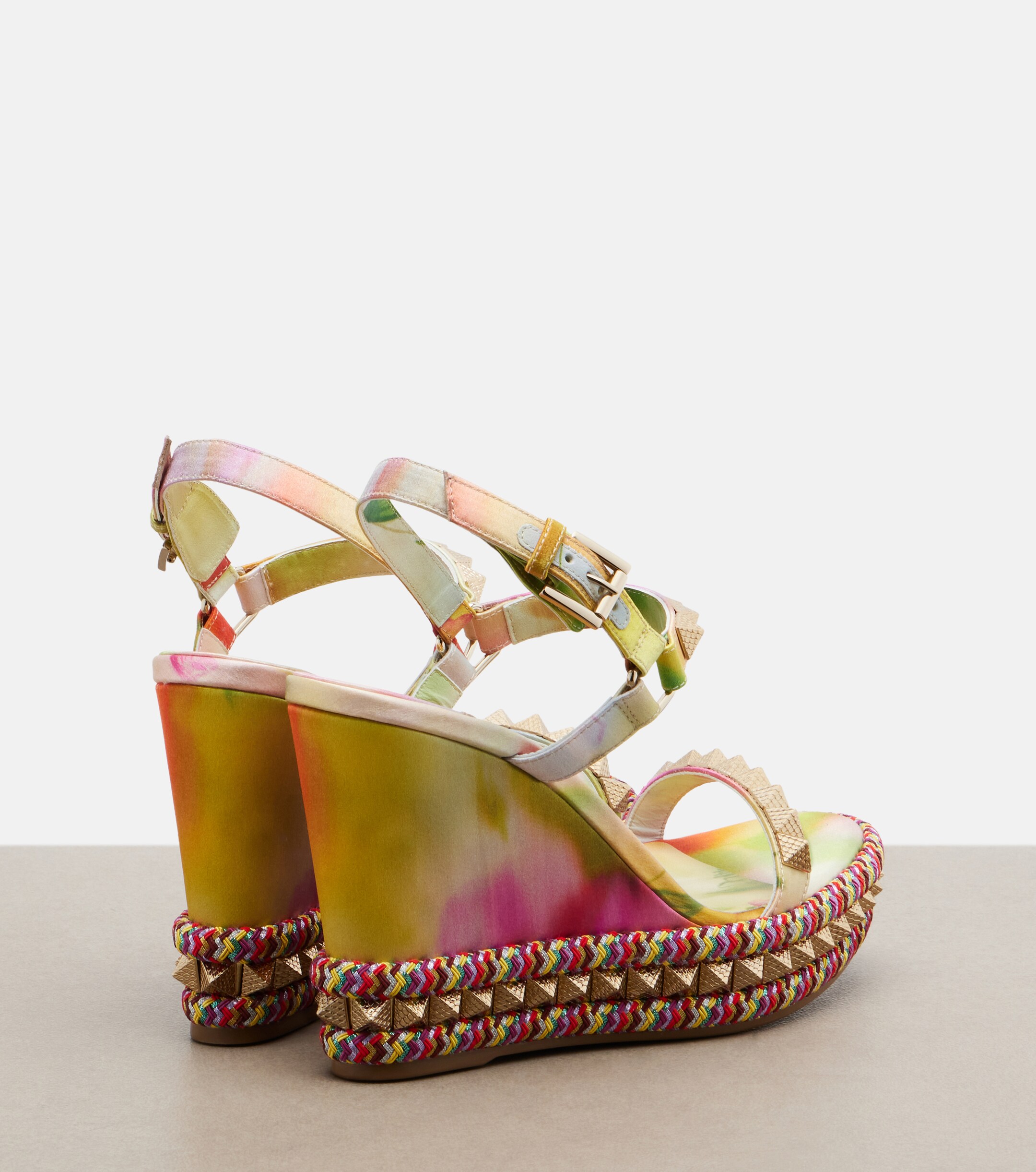 CHRISTIAN LOUBOUTIN Christian Louboutin Pyra Clou embellished espadrille wedges