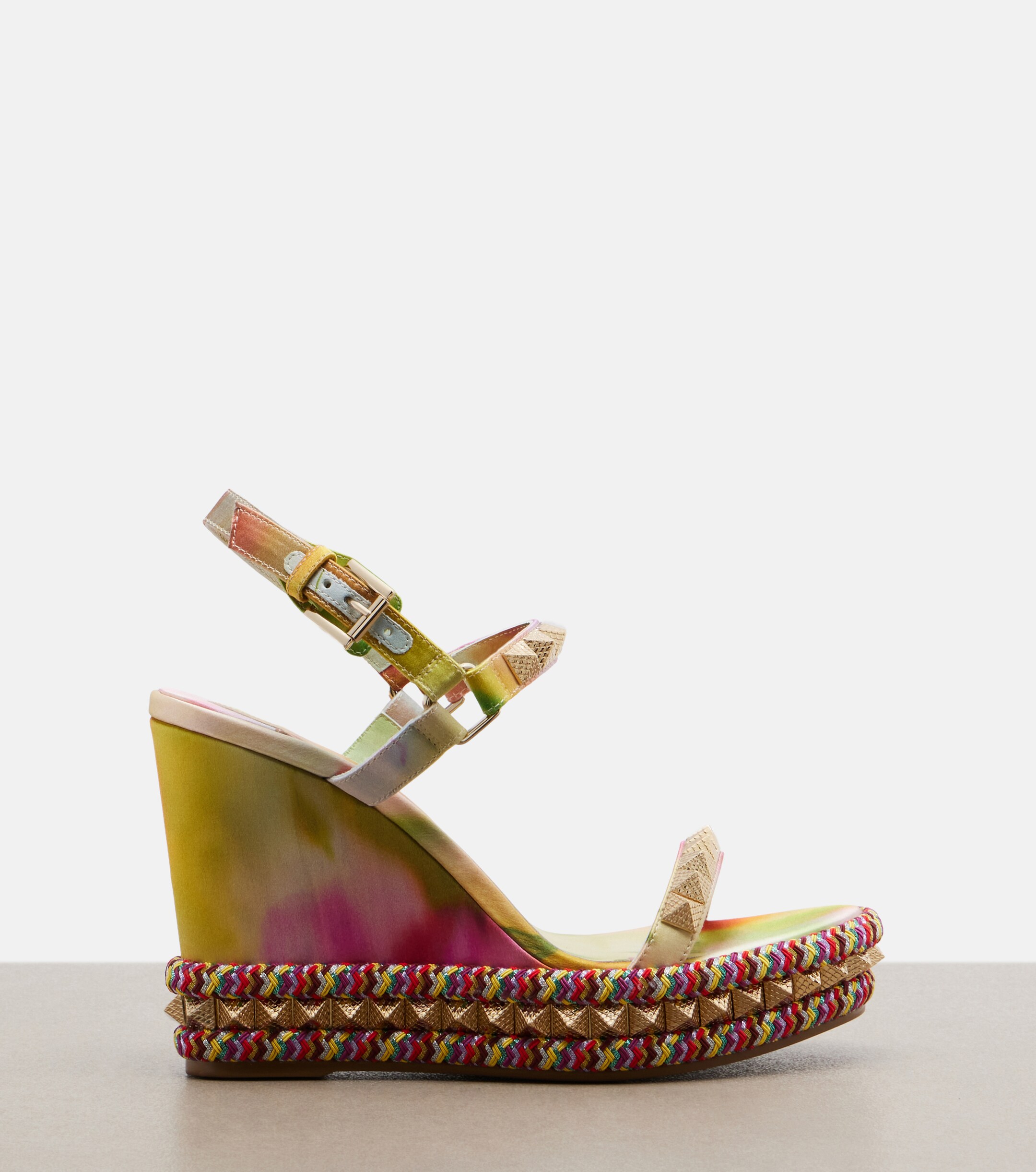 CHRISTIAN LOUBOUTIN Christian Louboutin Pyra Clou embellished espadrille wedges