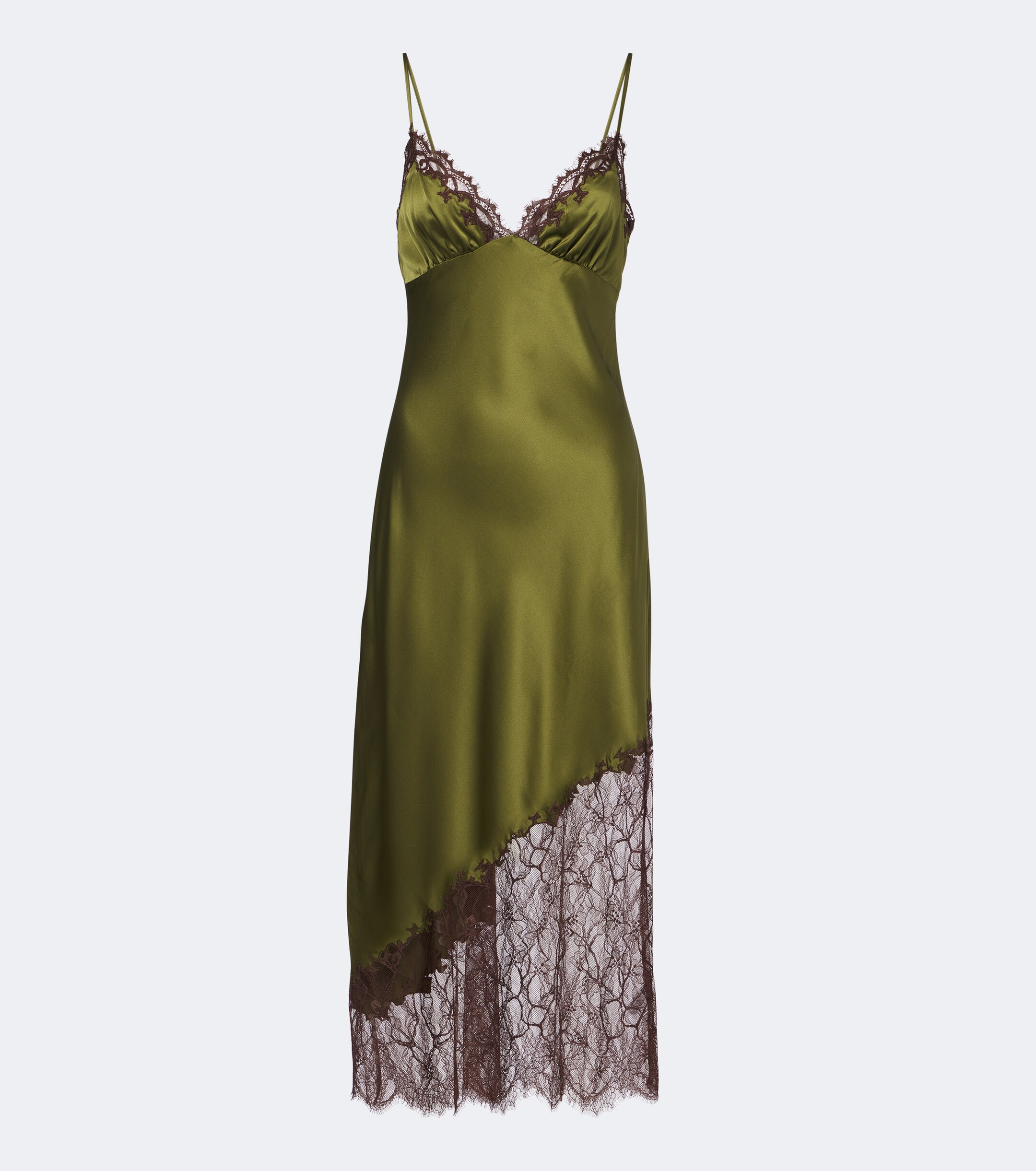 Staud Staud Lara lace-trimmed silk-blend satin slip dress