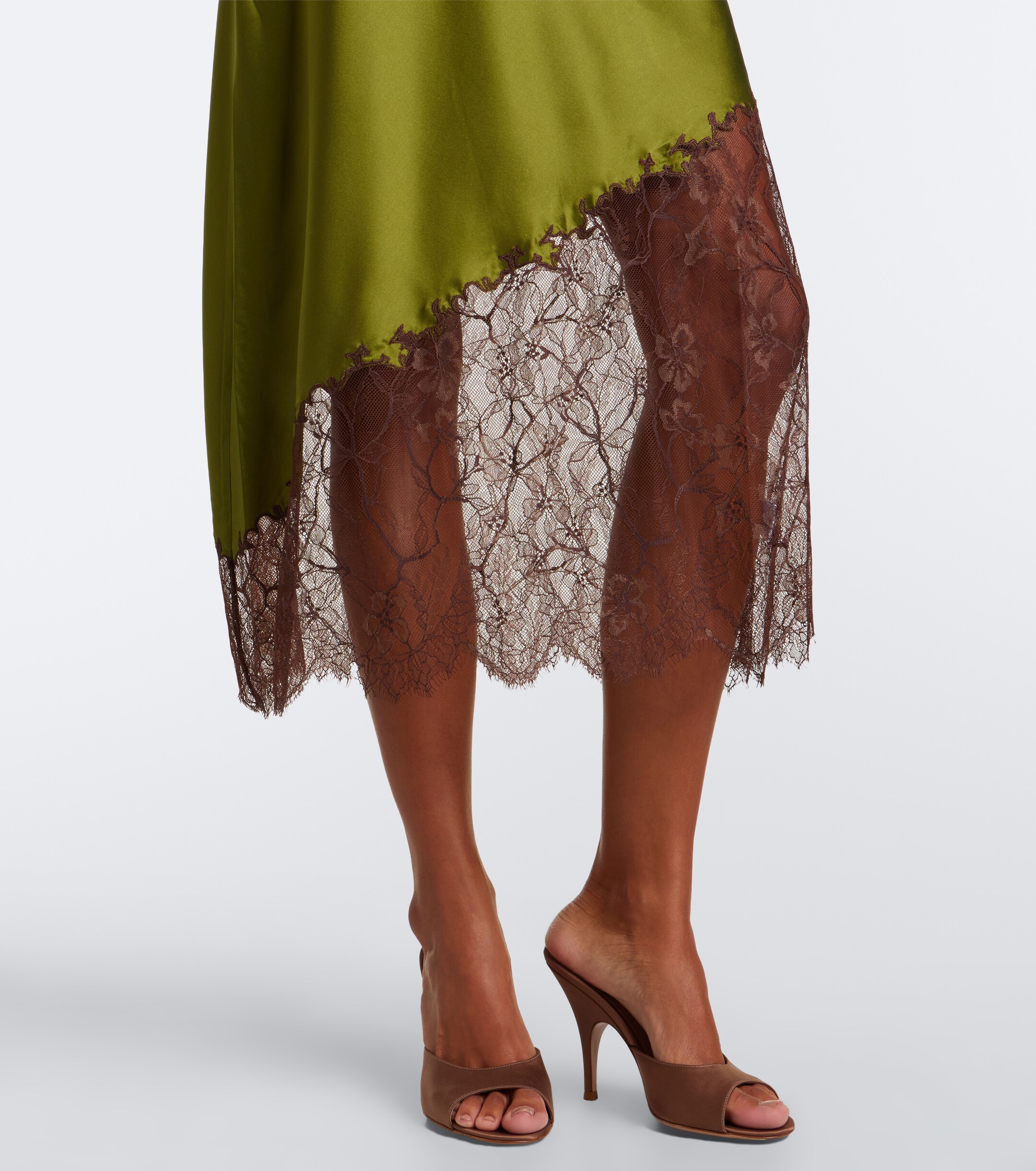 Staud Staud Lara lace-trimmed silk-blend satin slip dress