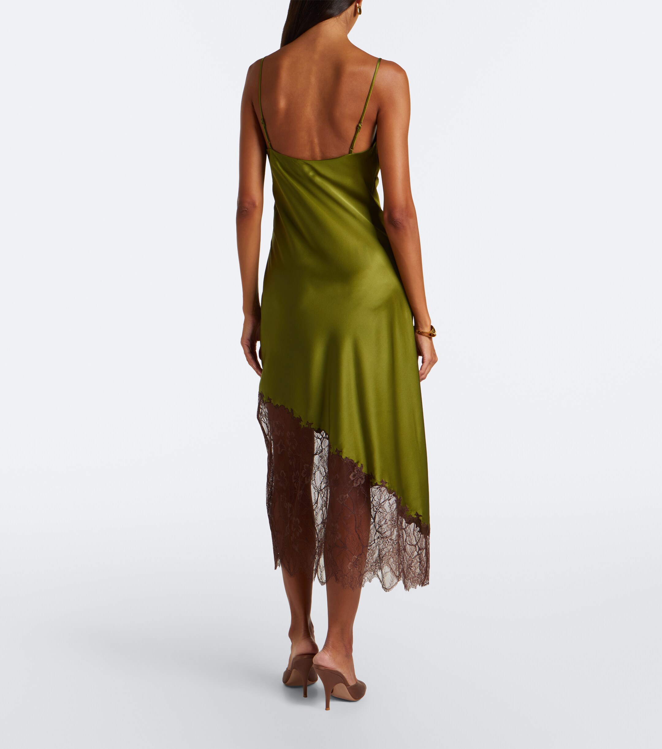 Staud Staud Lara lace-trimmed silk-blend satin slip dress