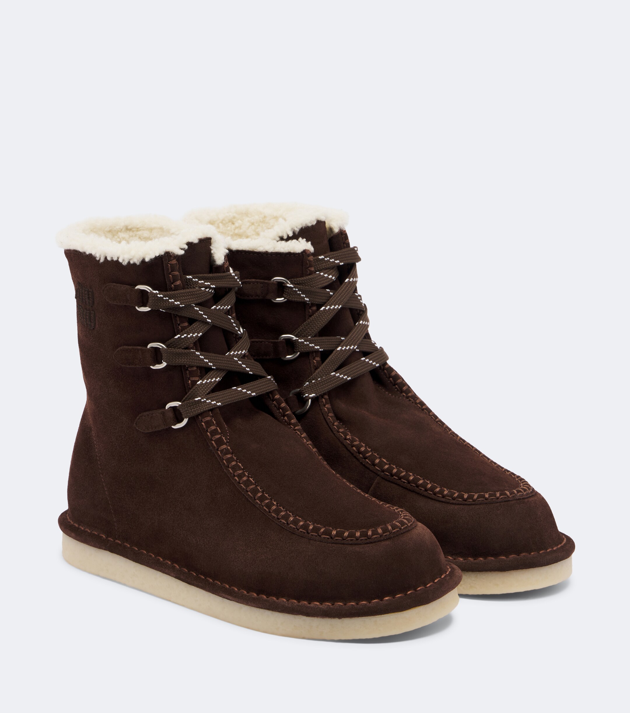 Miu Miu Miu Miu Shearling-lined suede lace-up boots