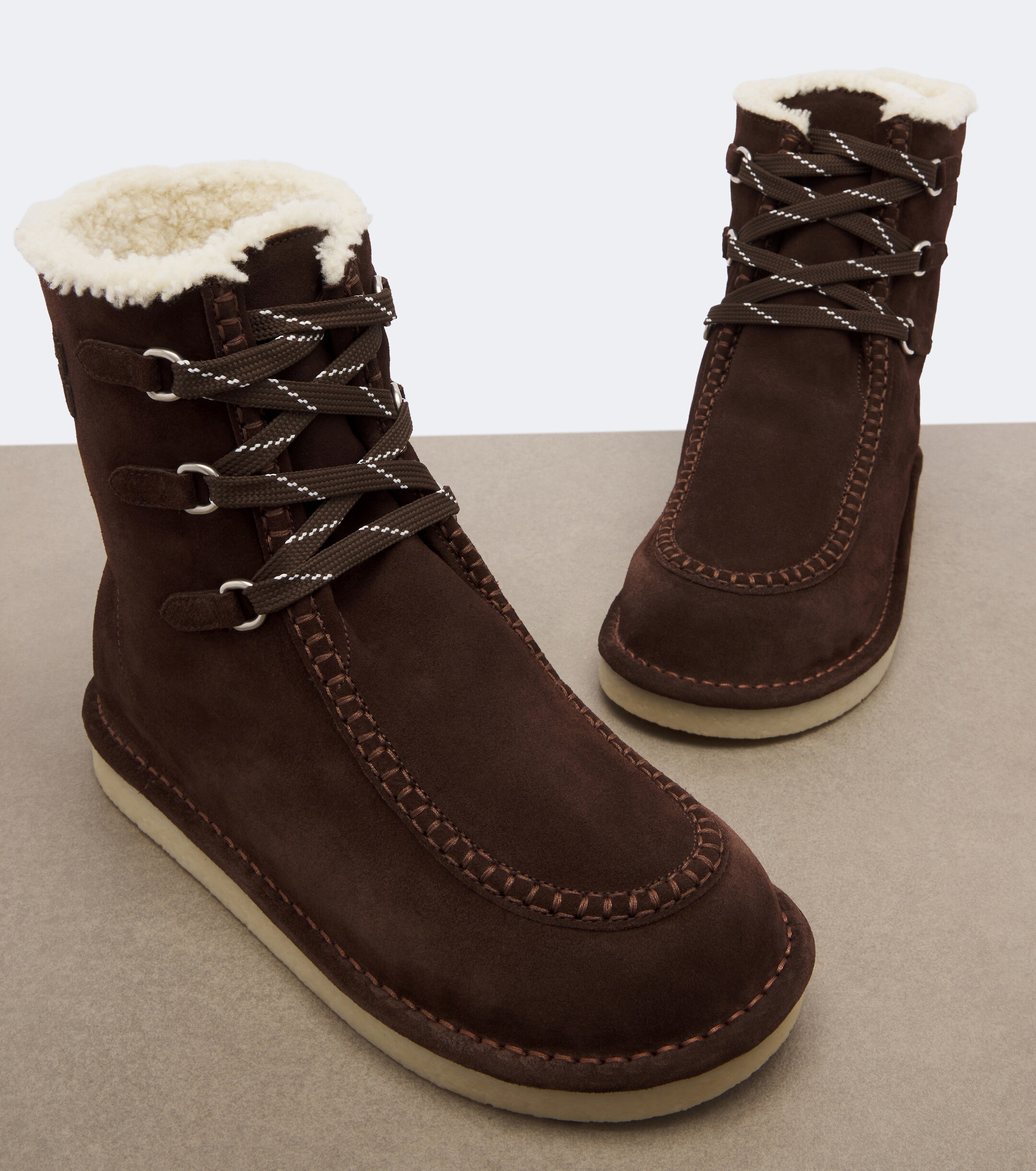 Miu Miu Miu Miu Shearling-lined suede lace-up boots