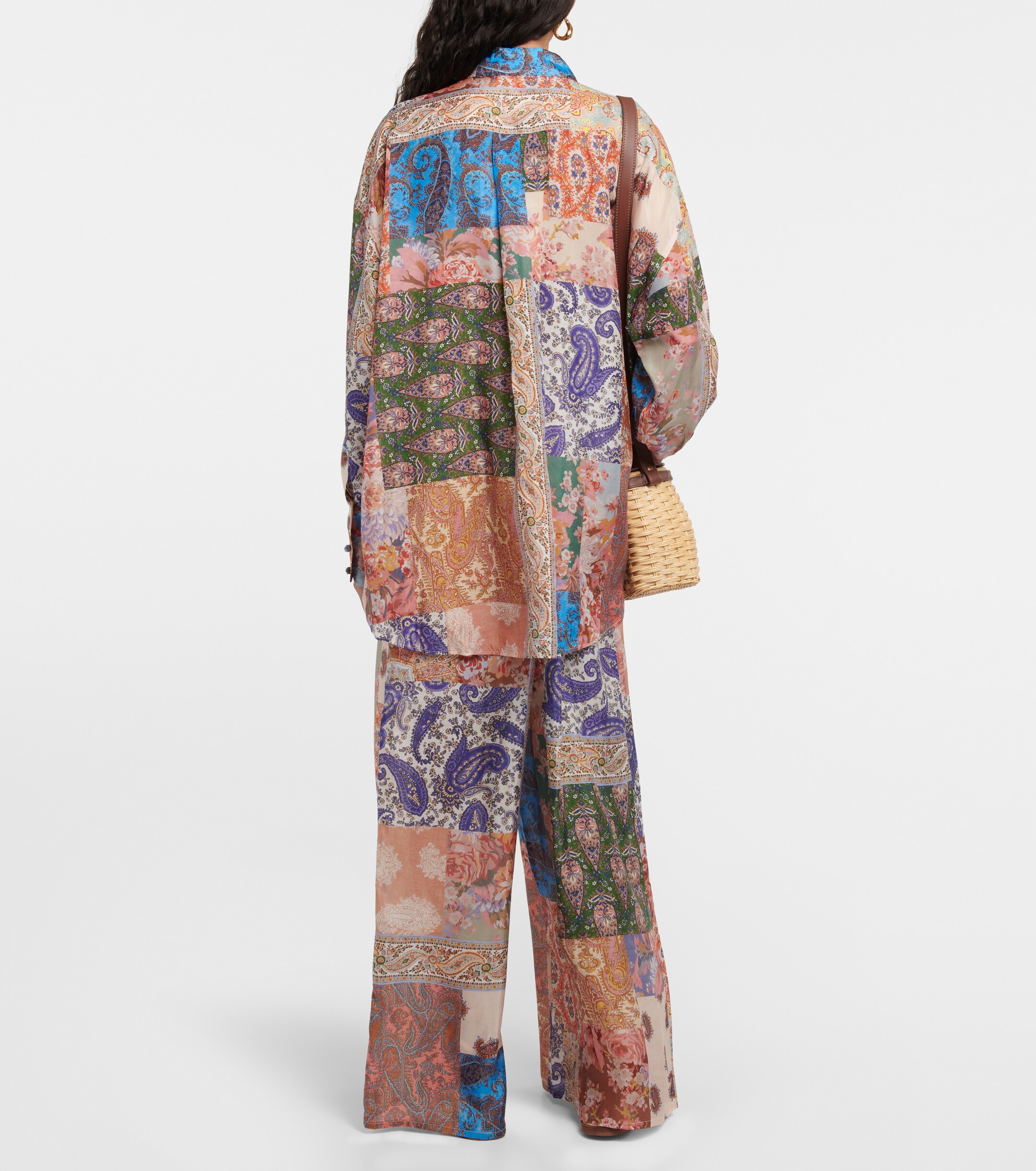 Zimmermann Devi oversized patchwork silk shirt