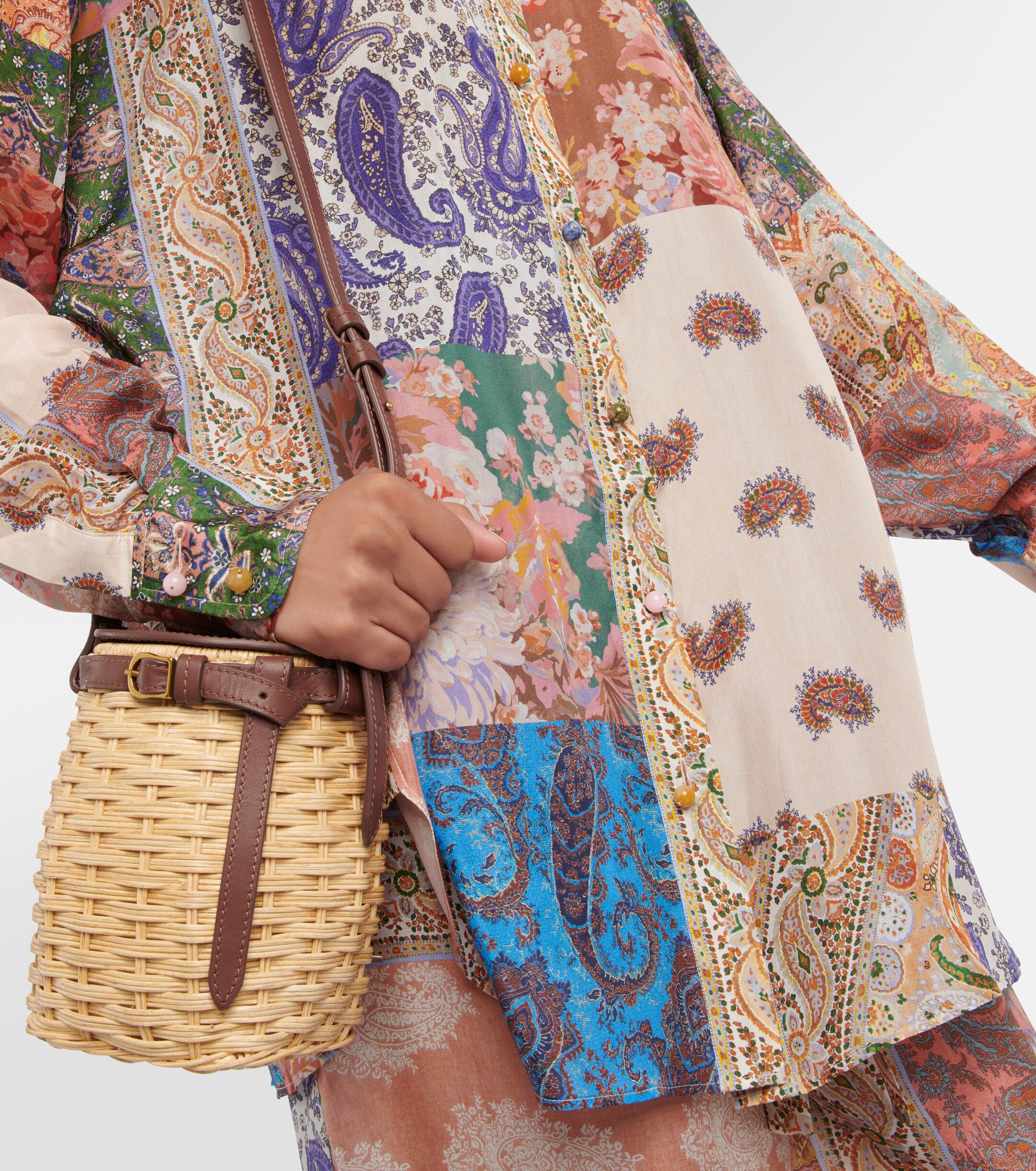 Zimmermann Devi oversized patchwork silk shirt
