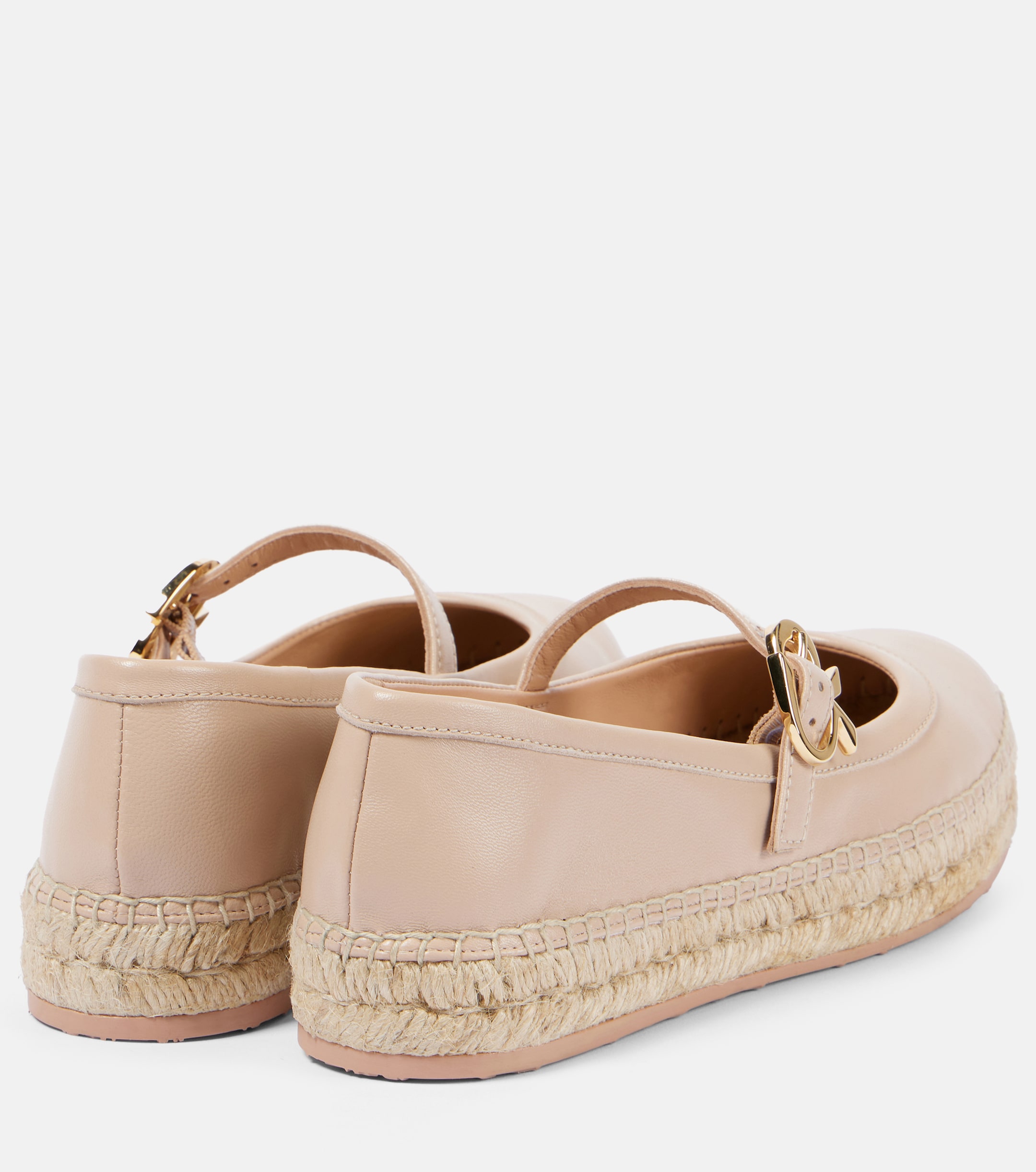 GIANVITO ROSSI Leather and raffia espadrilles