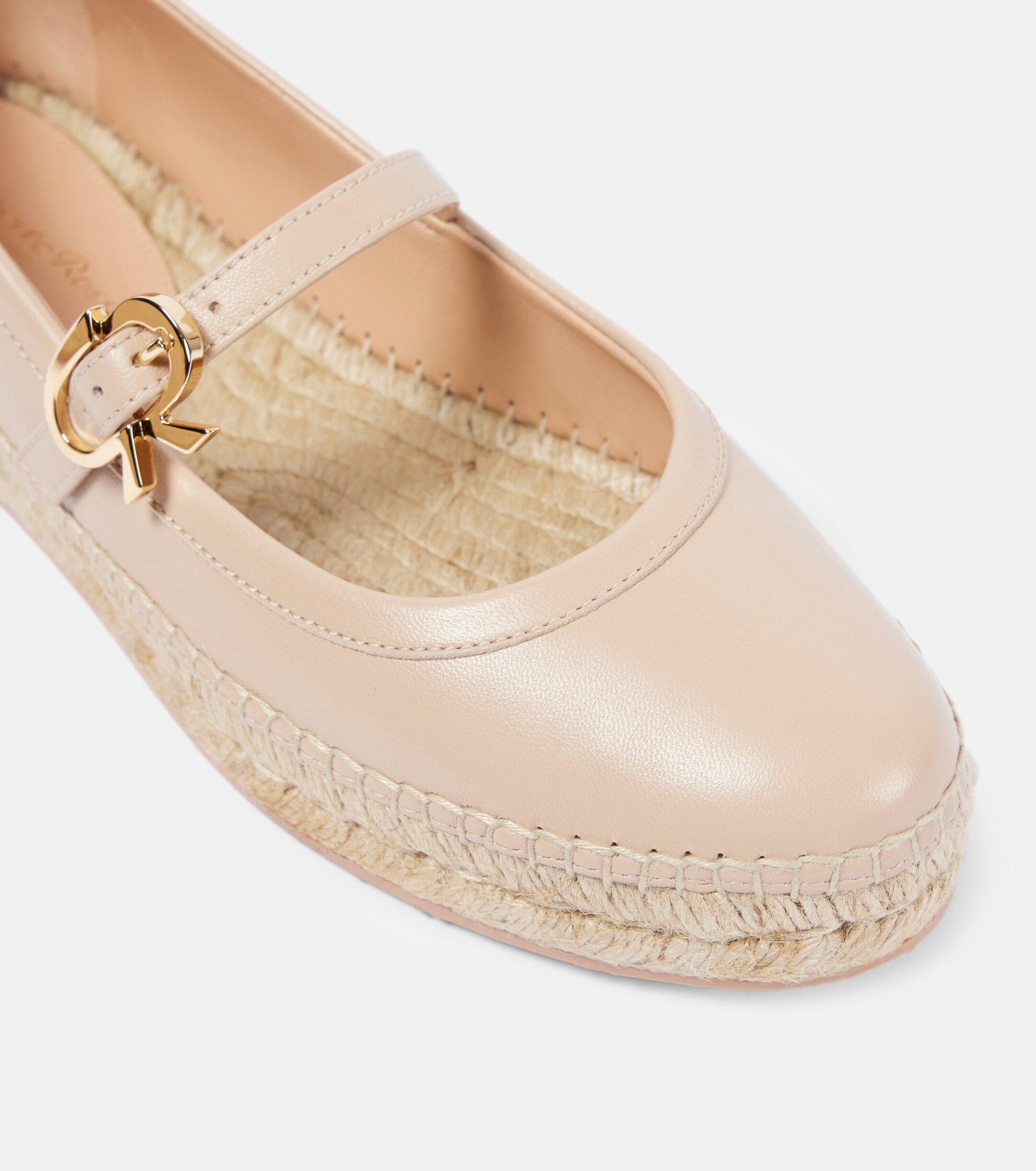 GIANVITO ROSSI Leather and raffia espadrilles