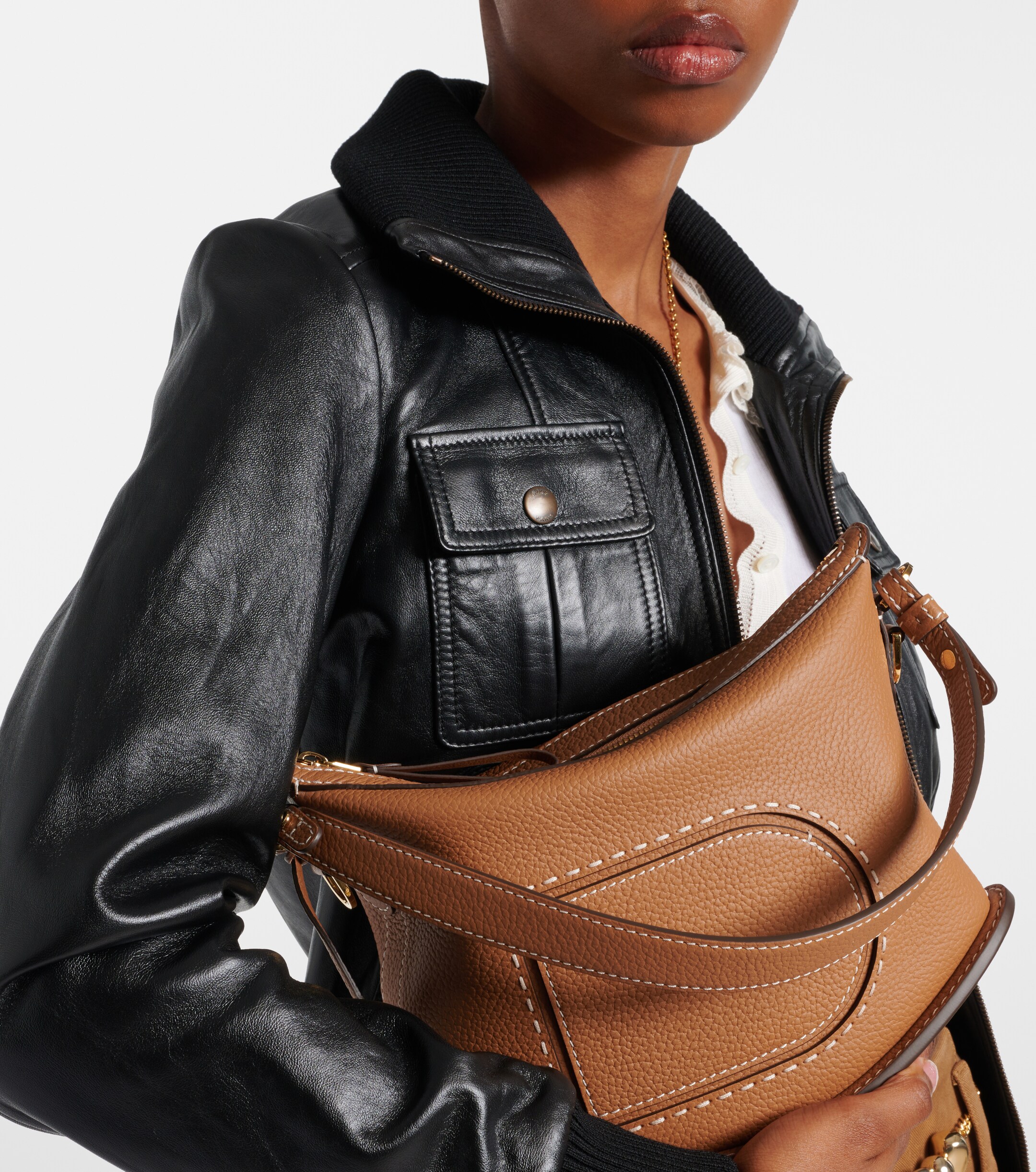 Delvaux Pin Swing Surpiqué leather shoulder bag thumbnail