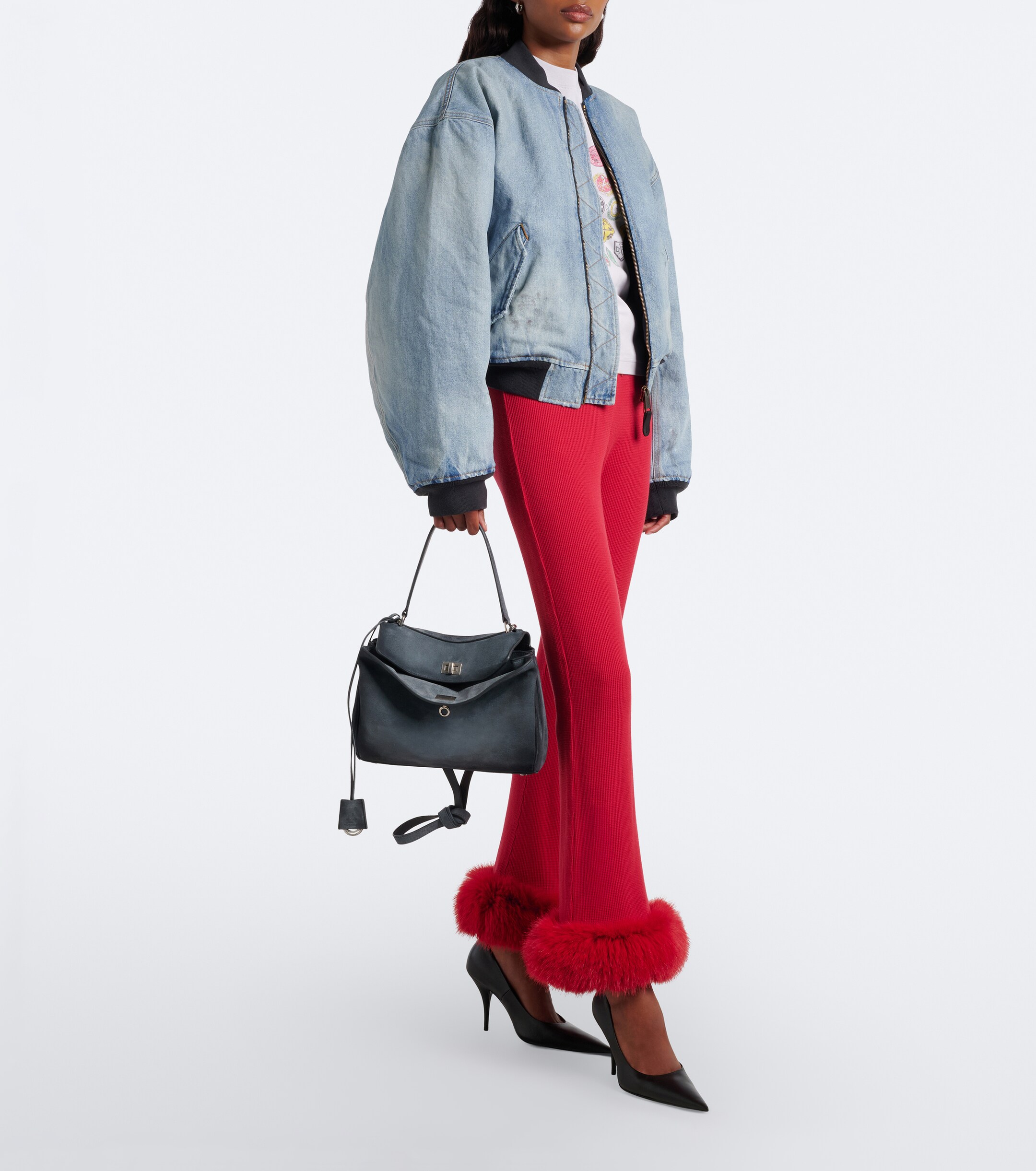 Balenciaga Rodeo Small suede top-handle bag