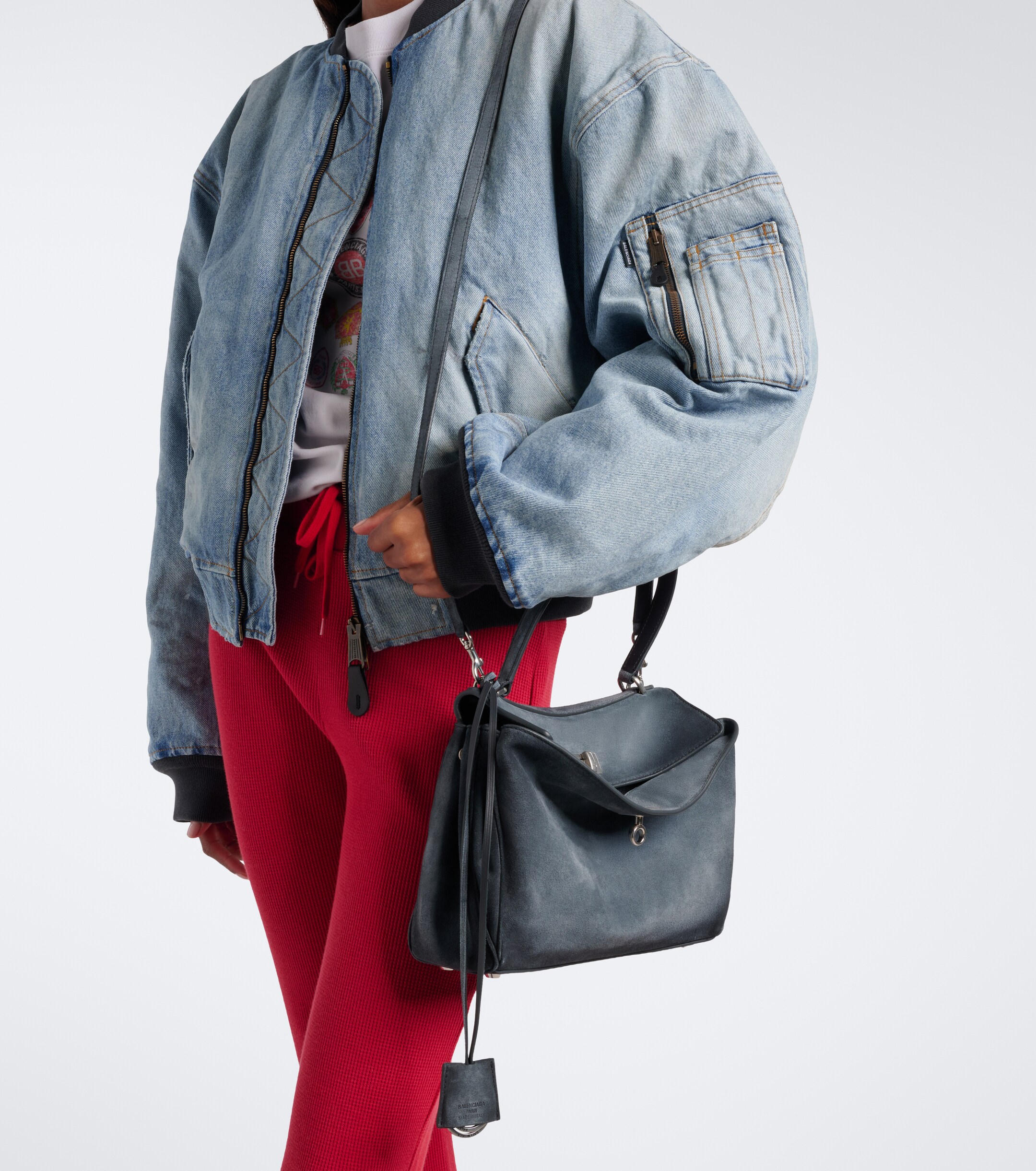 Balenciaga Rodeo Small suede top-handle bag