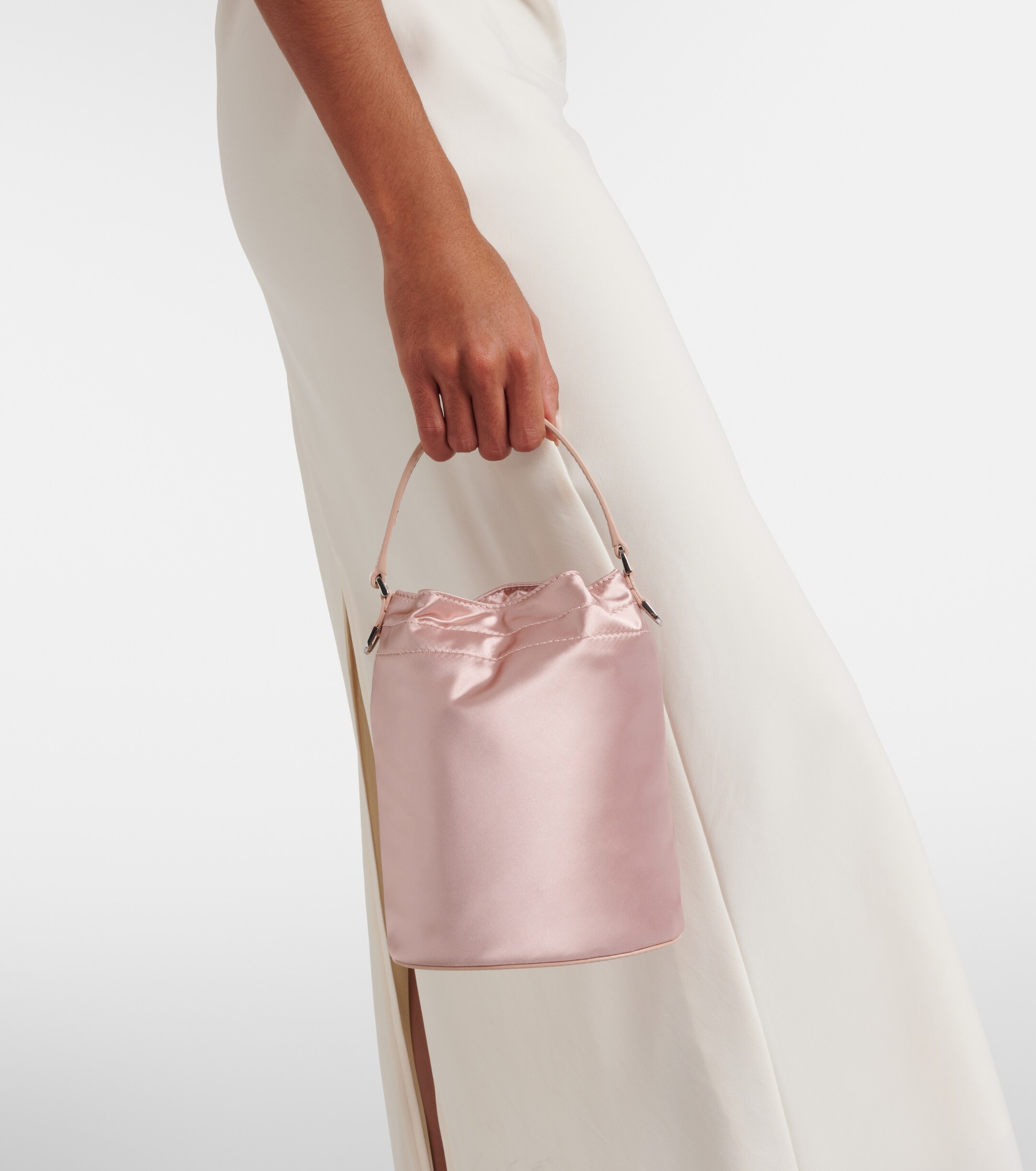 Staud Lila leather-trimmed satin bucket bag