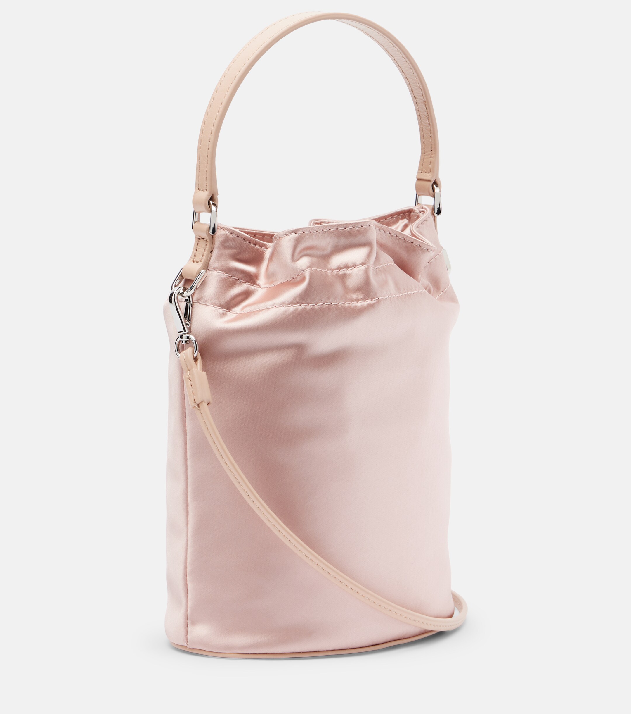 Staud Lila leather-trimmed satin bucket bag