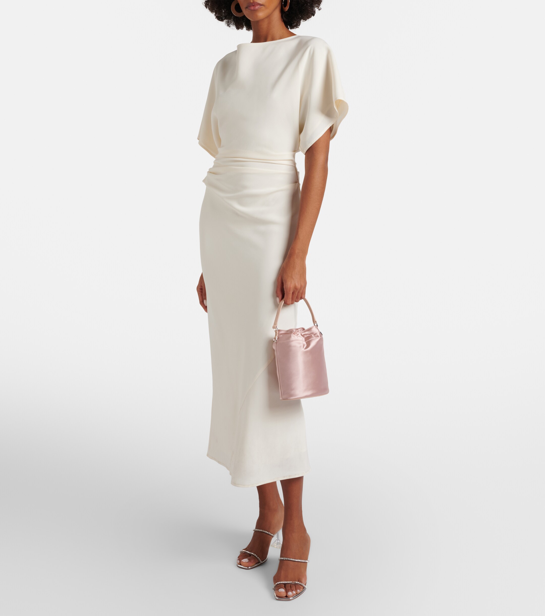 Staud Lila leather-trimmed satin bucket bag