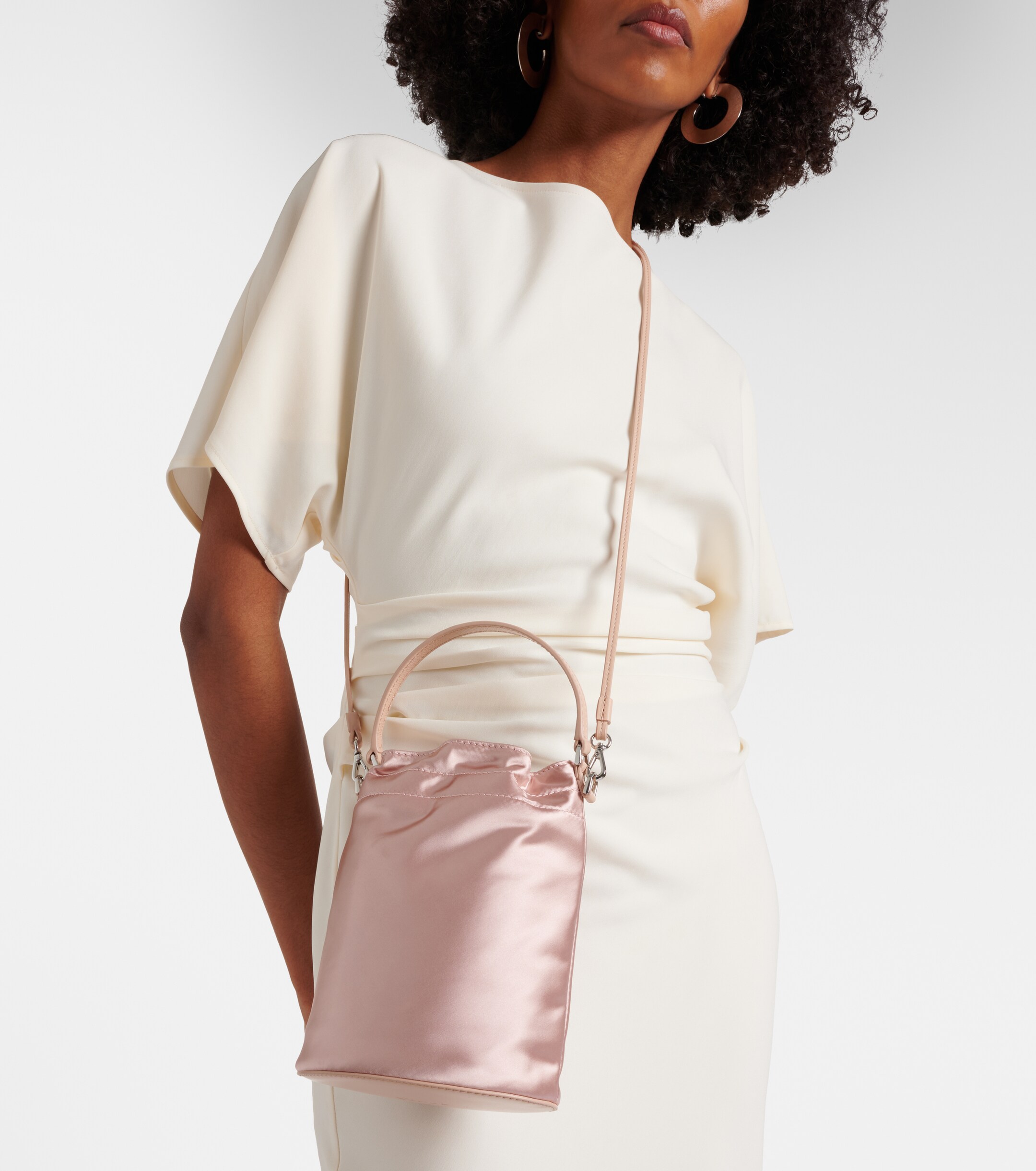 Staud Lila leather-trimmed satin bucket bag