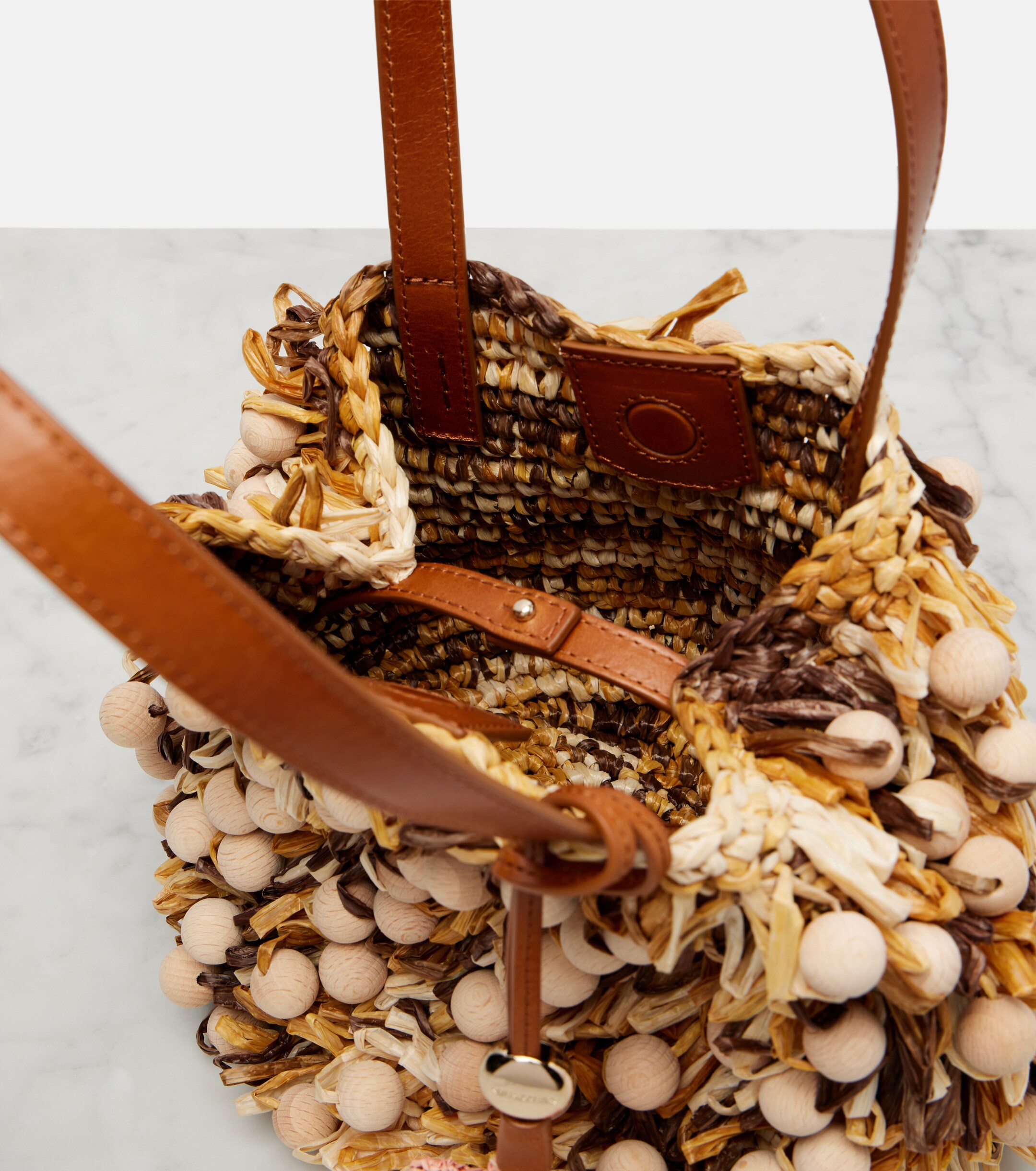 AQUAZZURA Pom Pom beaded top-handle bag