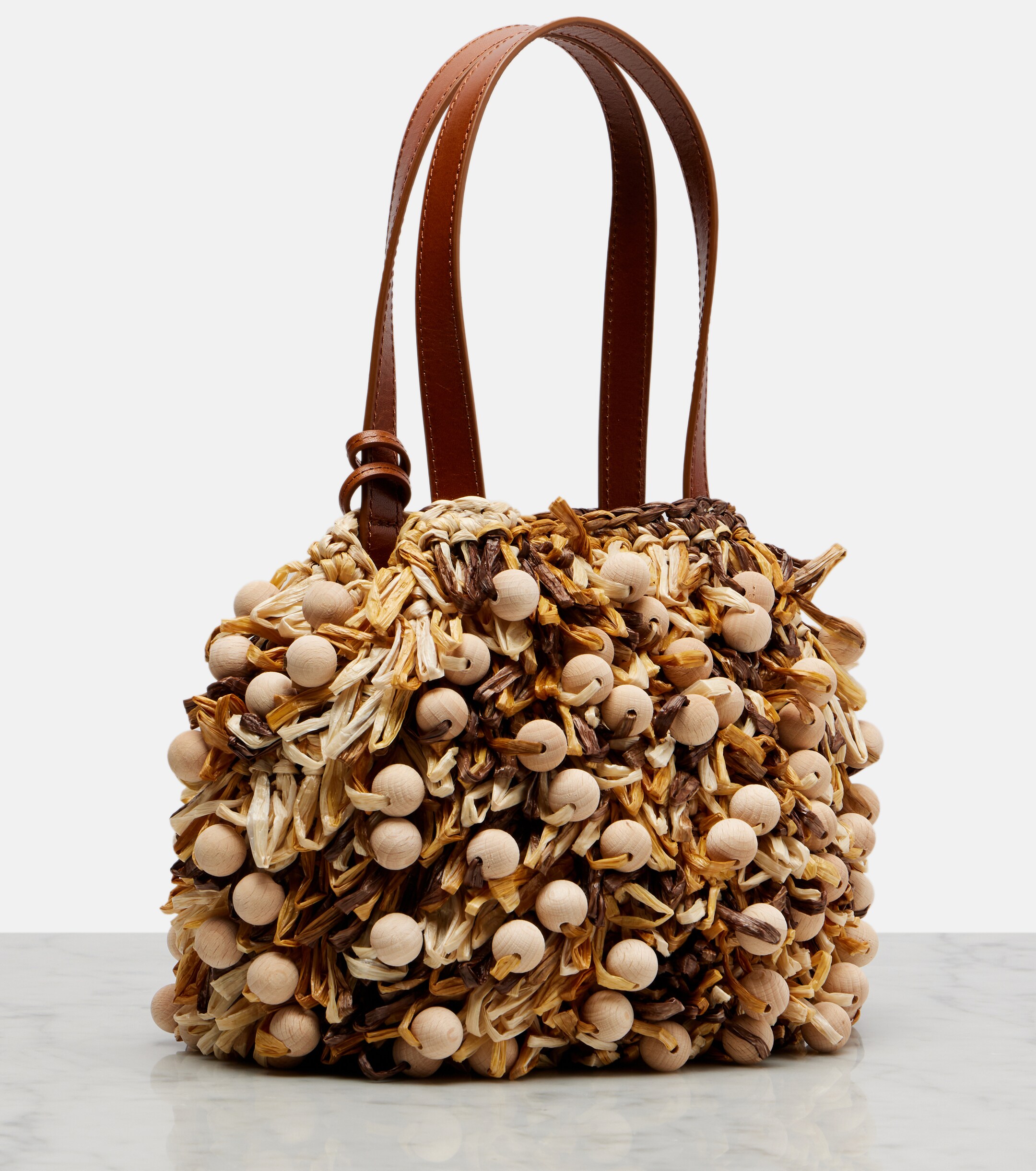 AQUAZZURA Pom Pom beaded top-handle bag