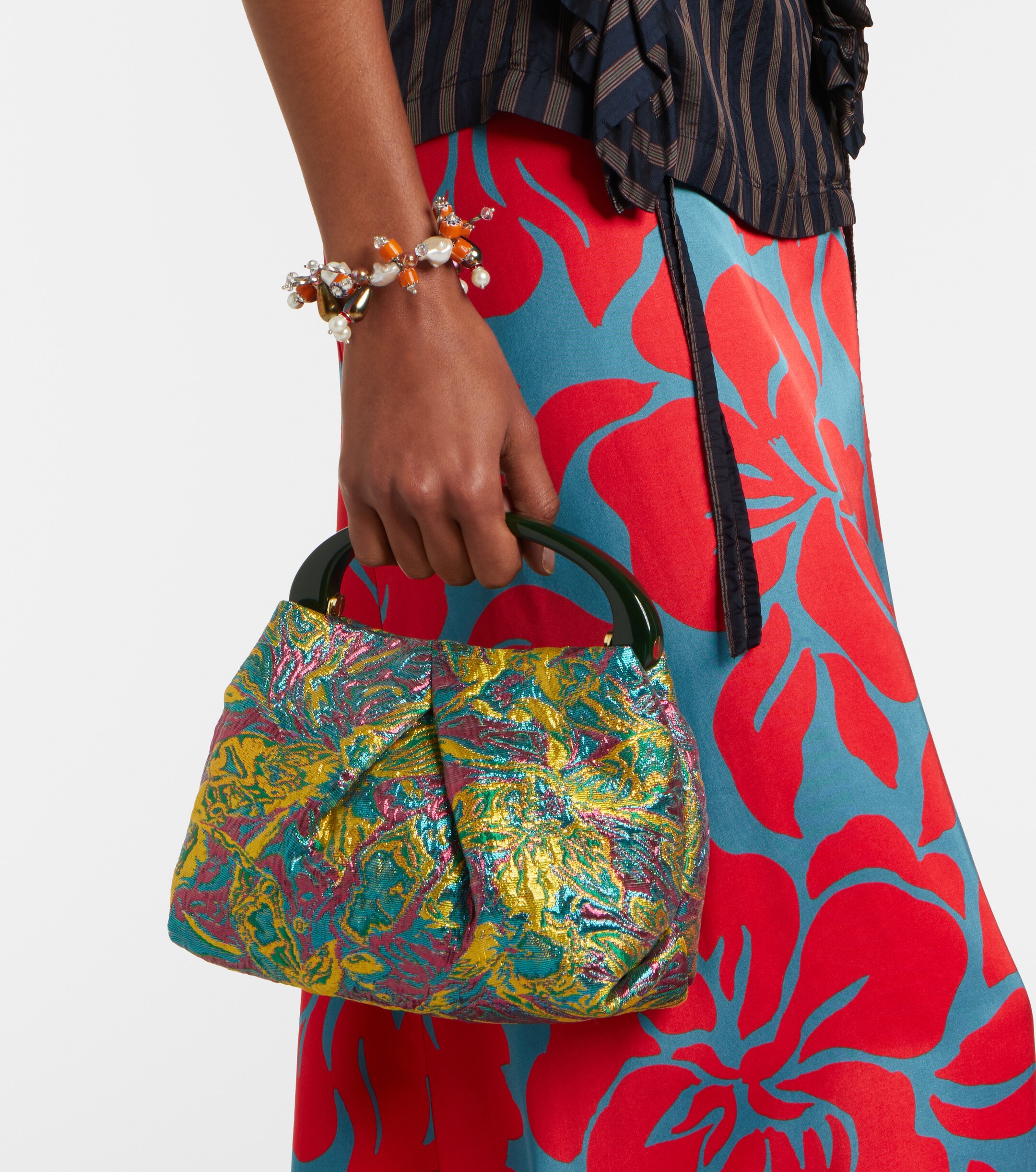 Dries Van Noten Crisp Small jacquard top-handle bag