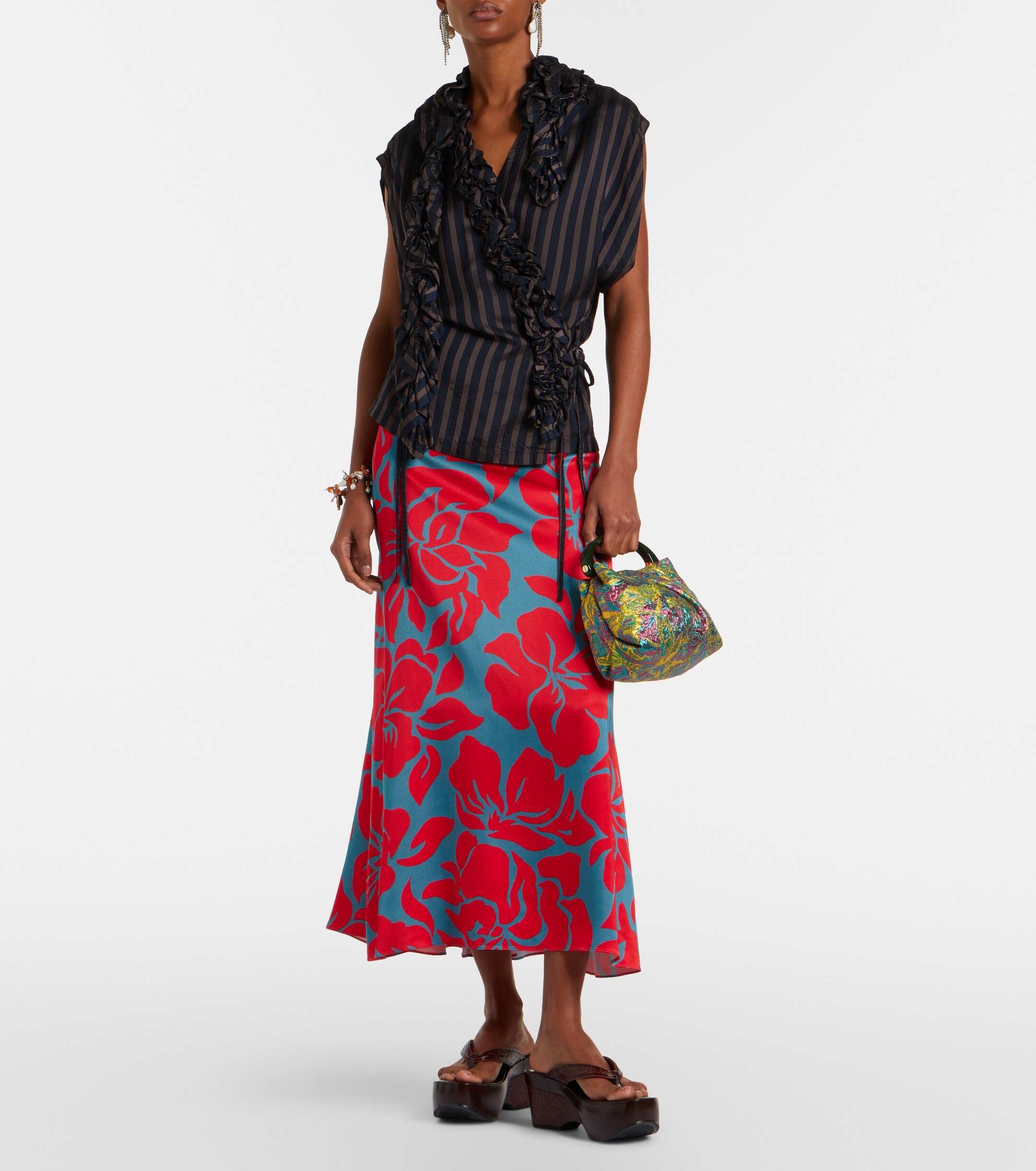 Dries Van Noten Crisp Small jacquard top-handle bag