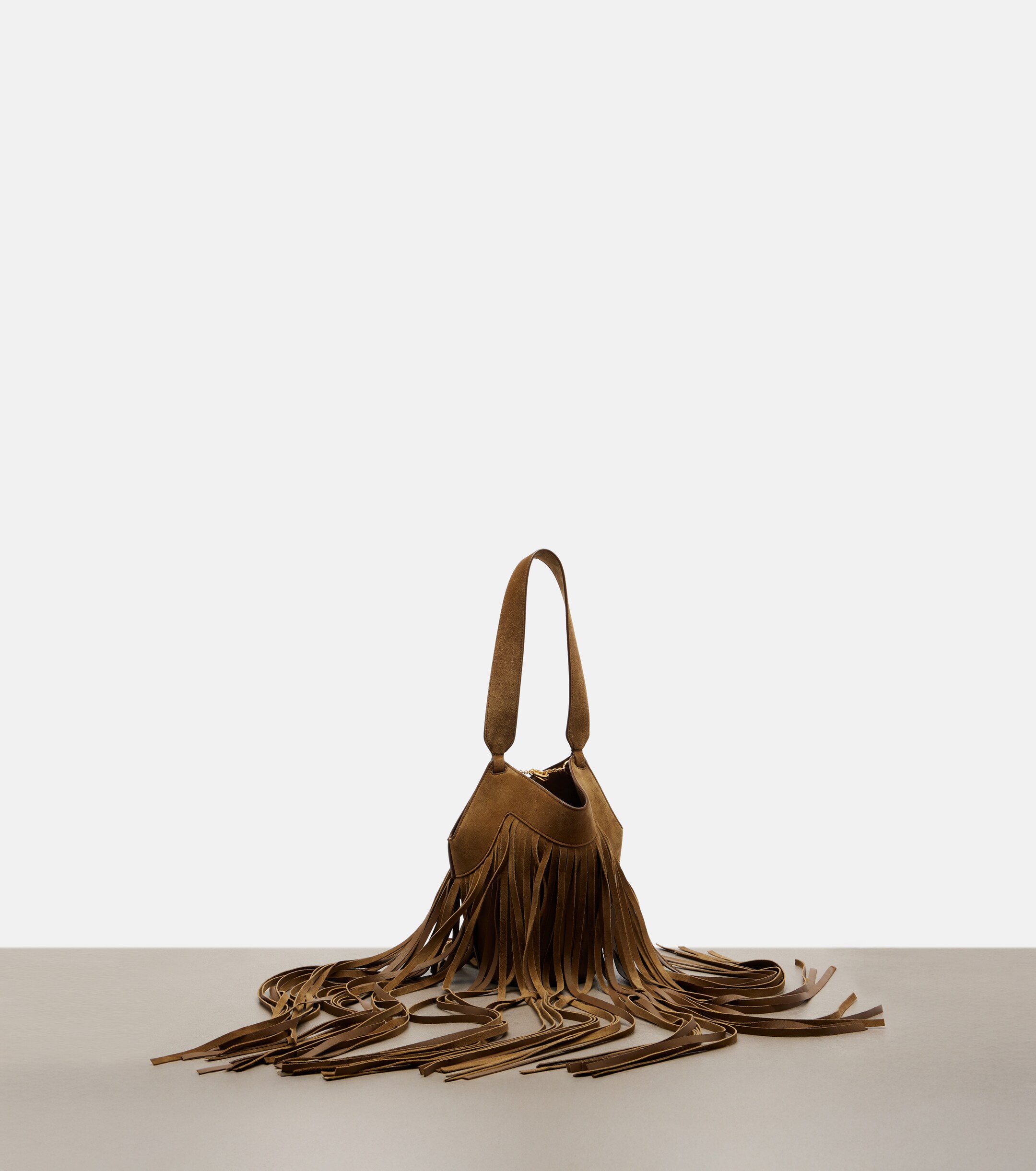 KHAITE Lotus Nano fringed suede tote bag