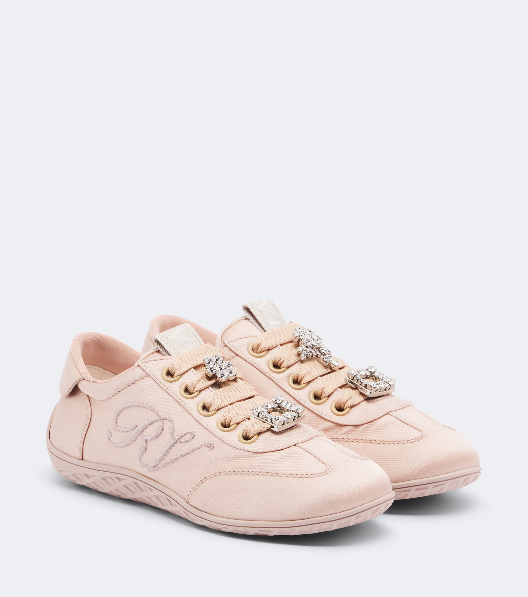 ROGER VIVIER Roger Vivier Viv Low leather-trimmed satin sneakers