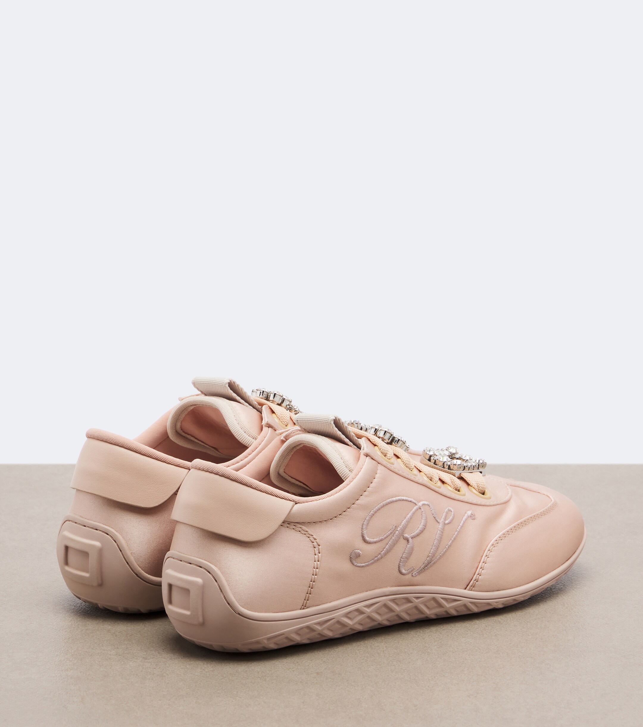 ROGER VIVIER Roger Vivier Viv Low leather-trimmed satin sneakers