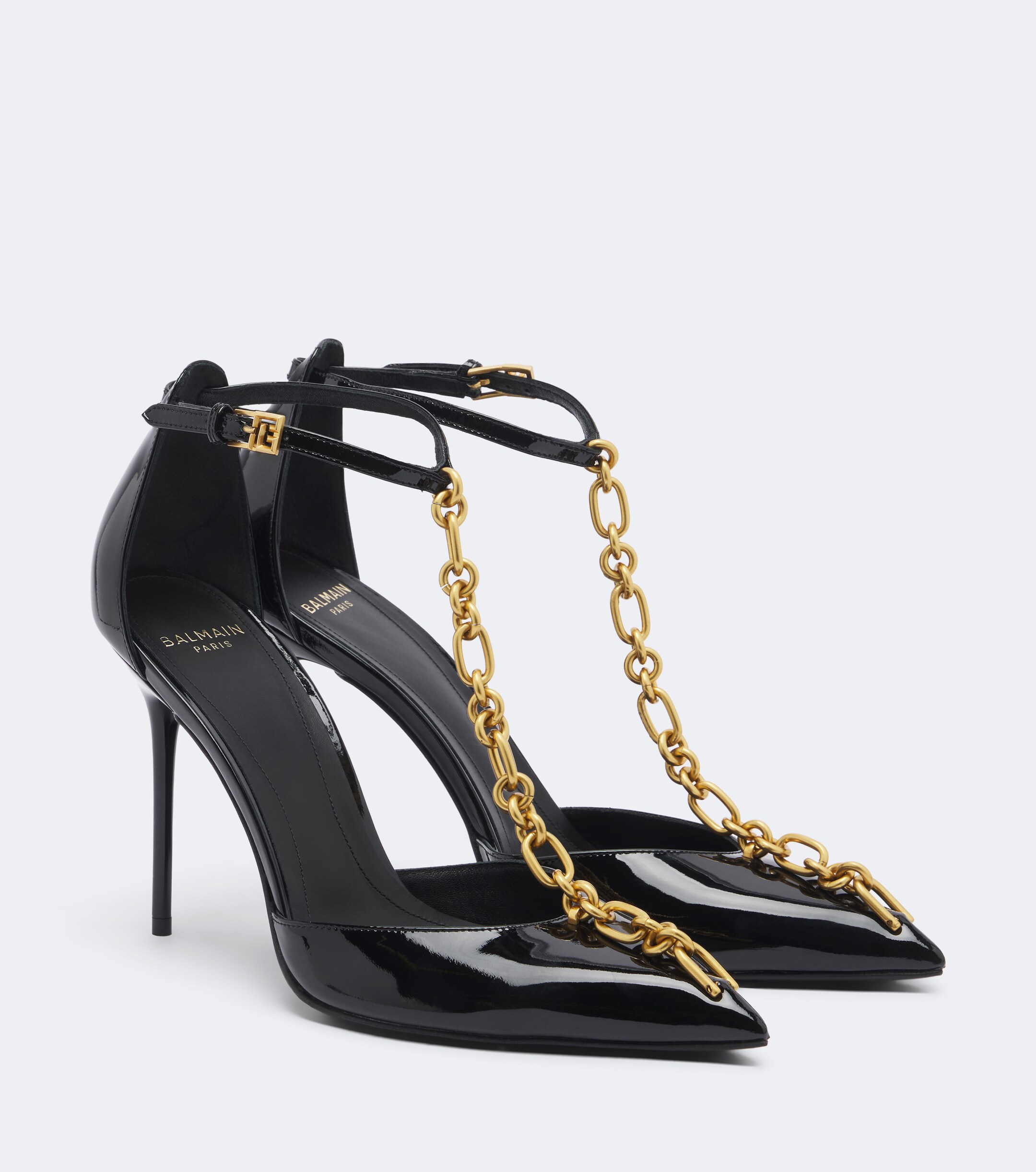 Balmain Balmain Chain-detail patent leather pumps
