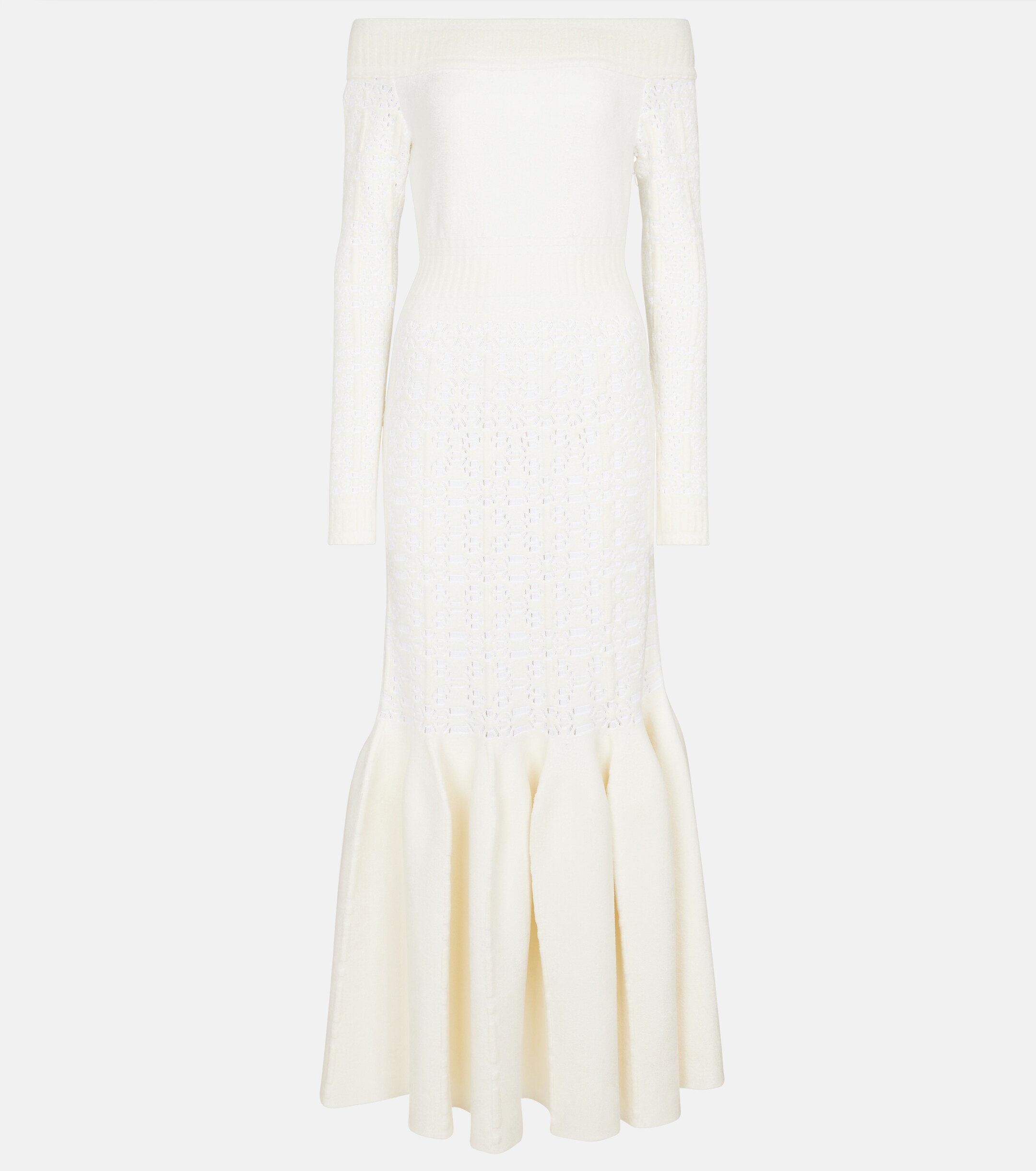 Alaïa Off-shoulder velvet-trimmed maxi dress