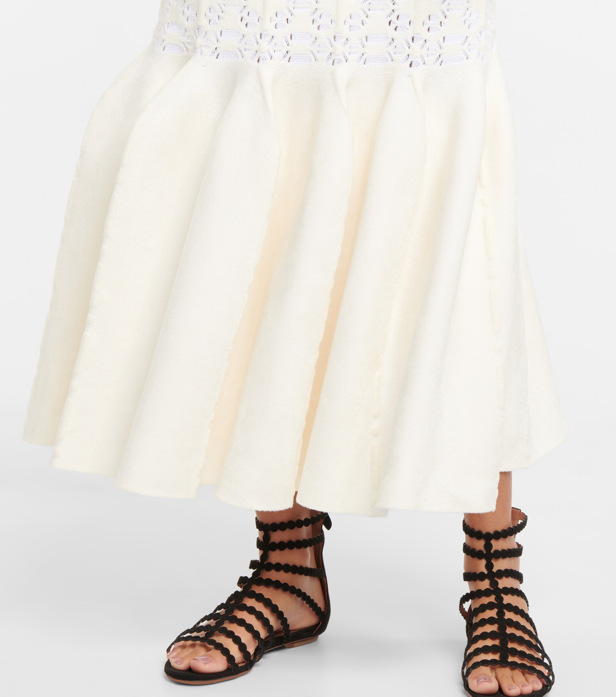 Alaïa Off-shoulder velvet-trimmed maxi dress