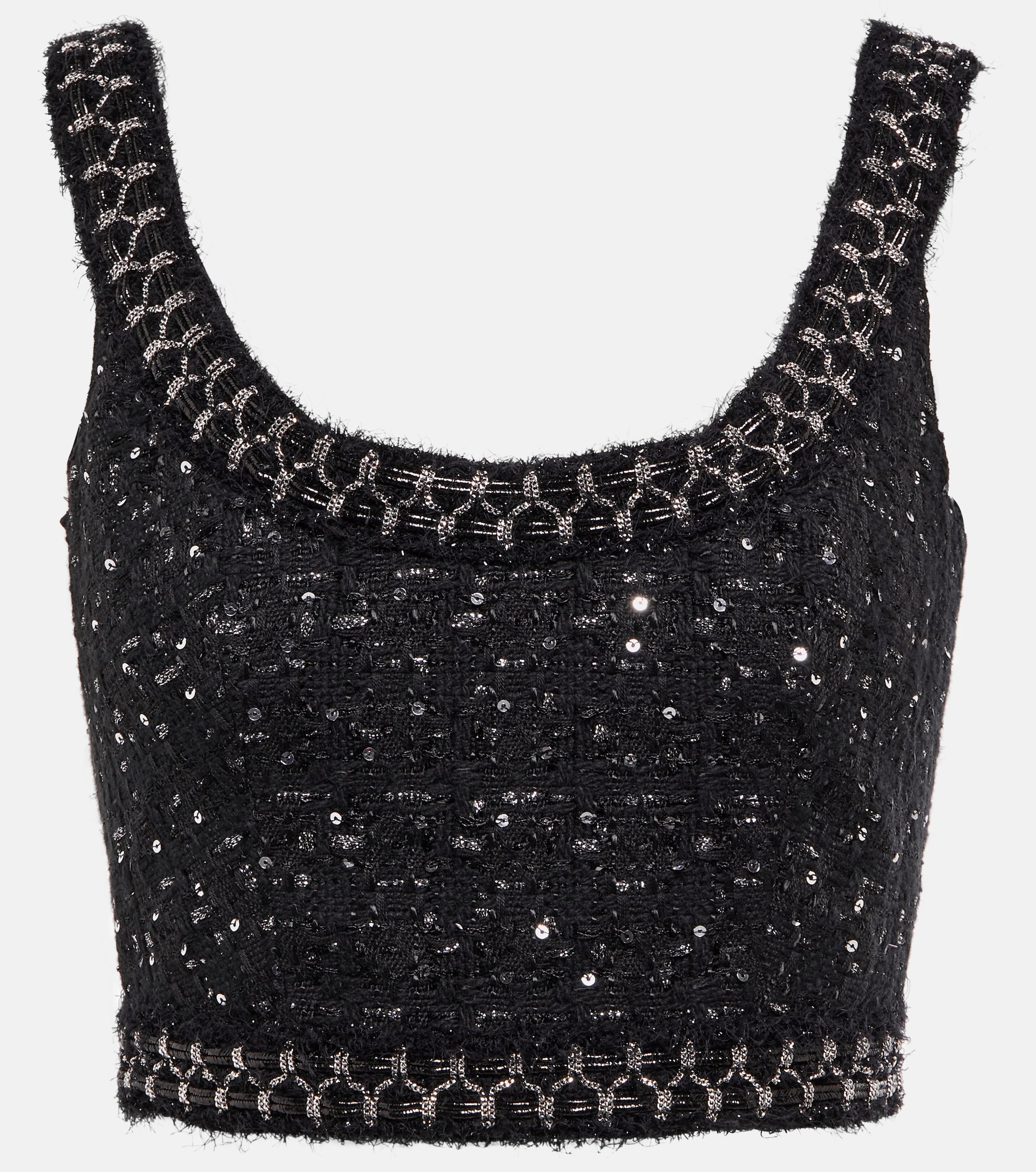 Giambattista Valli Embellished tweed crop top