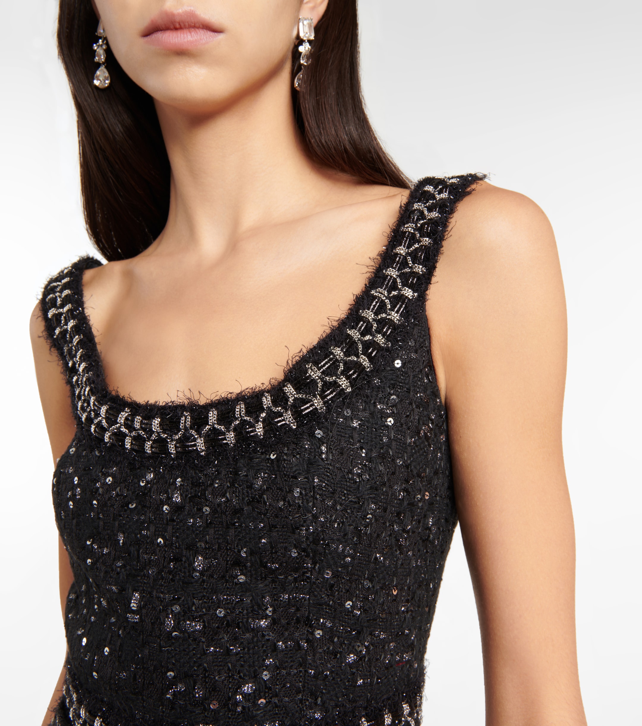 Giambattista Valli Embellished tweed crop top