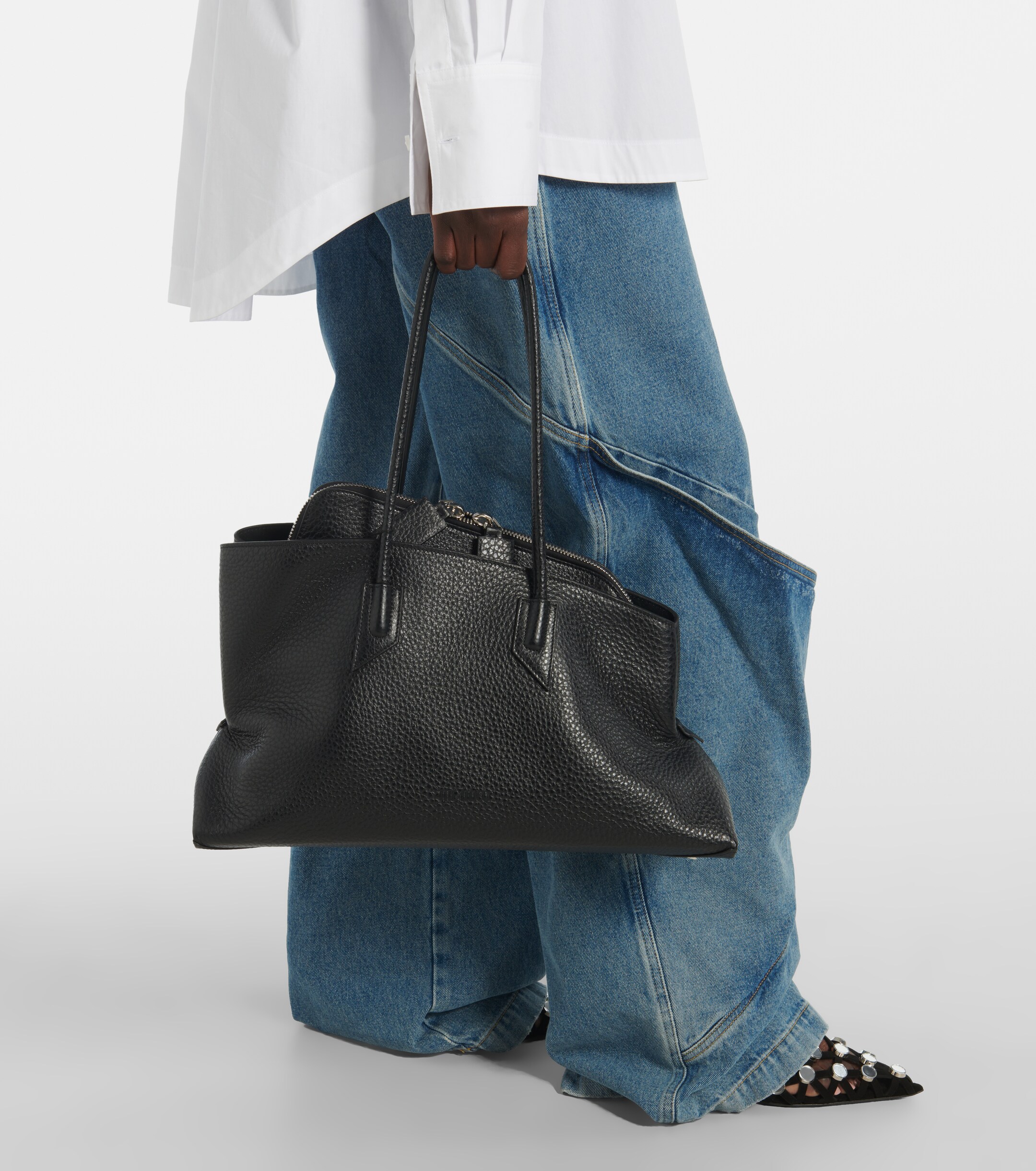 THE ATTICO La Passeggiata Medium leather tote bag