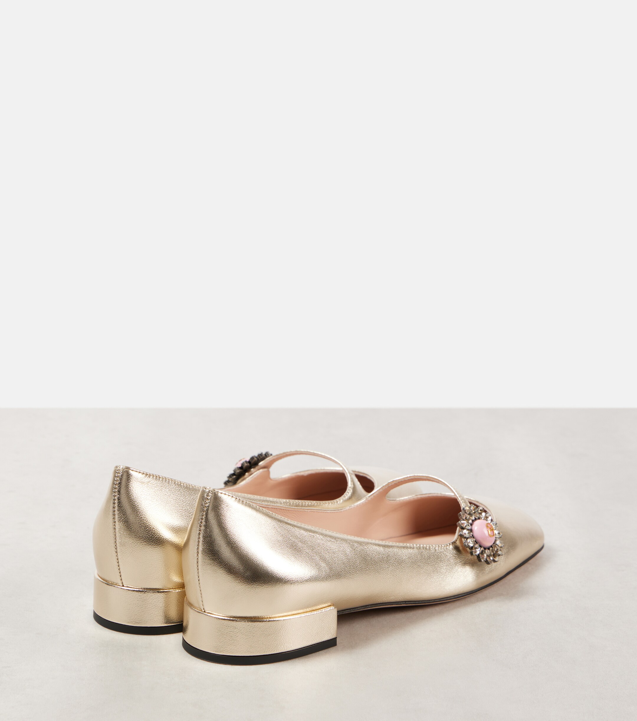 Valentino Garavani Metallic leather Mary Jane flats
