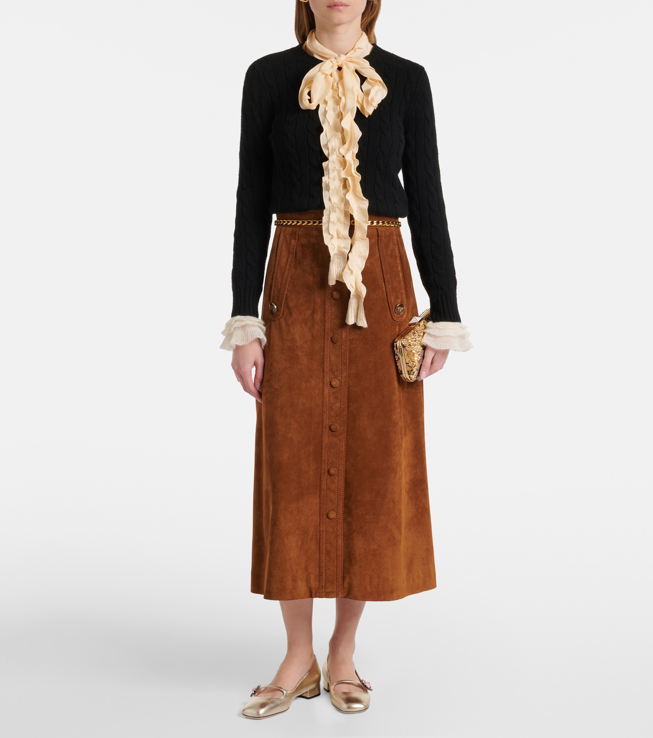 Valentino Garavani Metallic leather Mary Jane flats