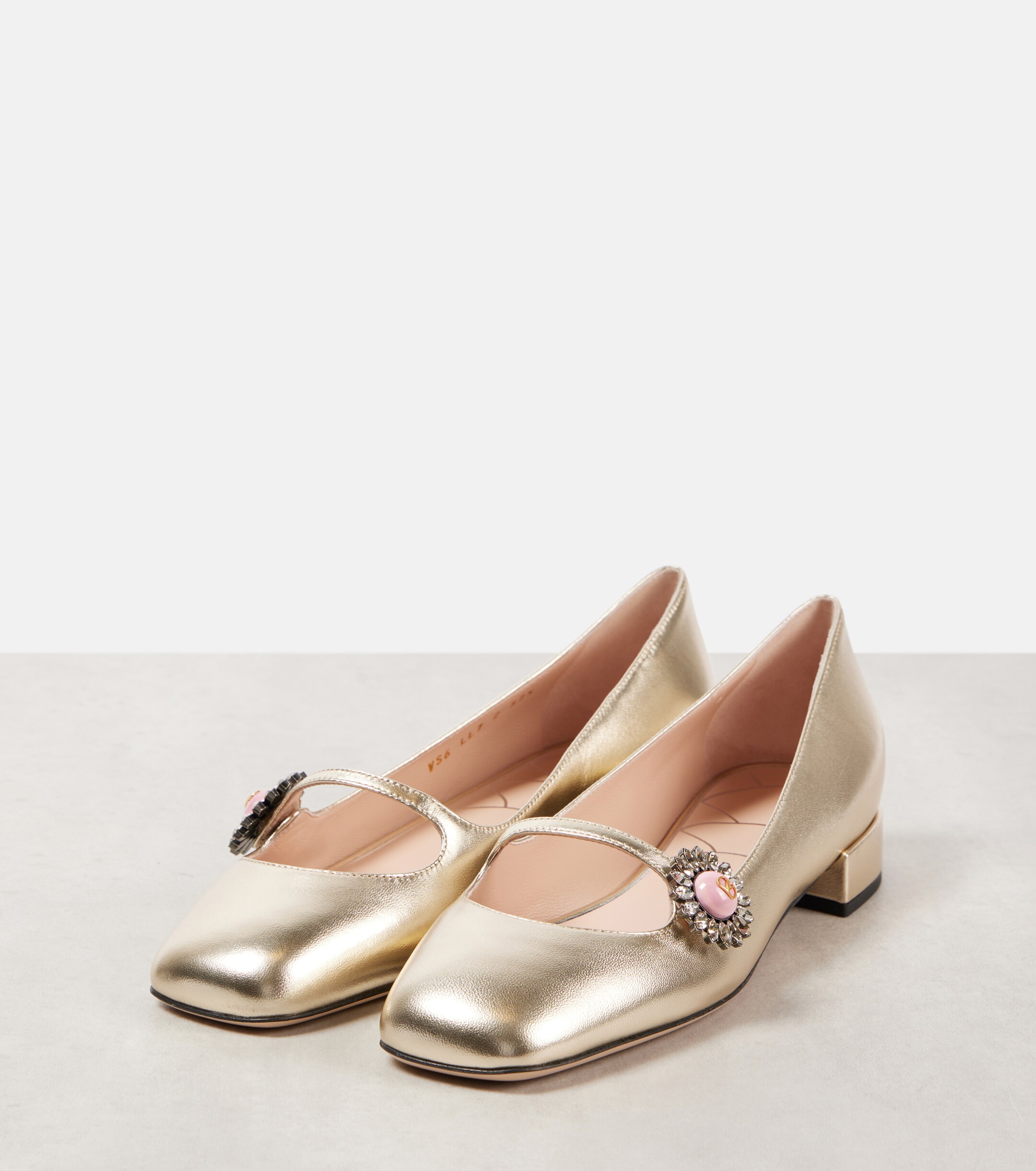 Valentino Garavani Metallic leather Mary Jane flats
