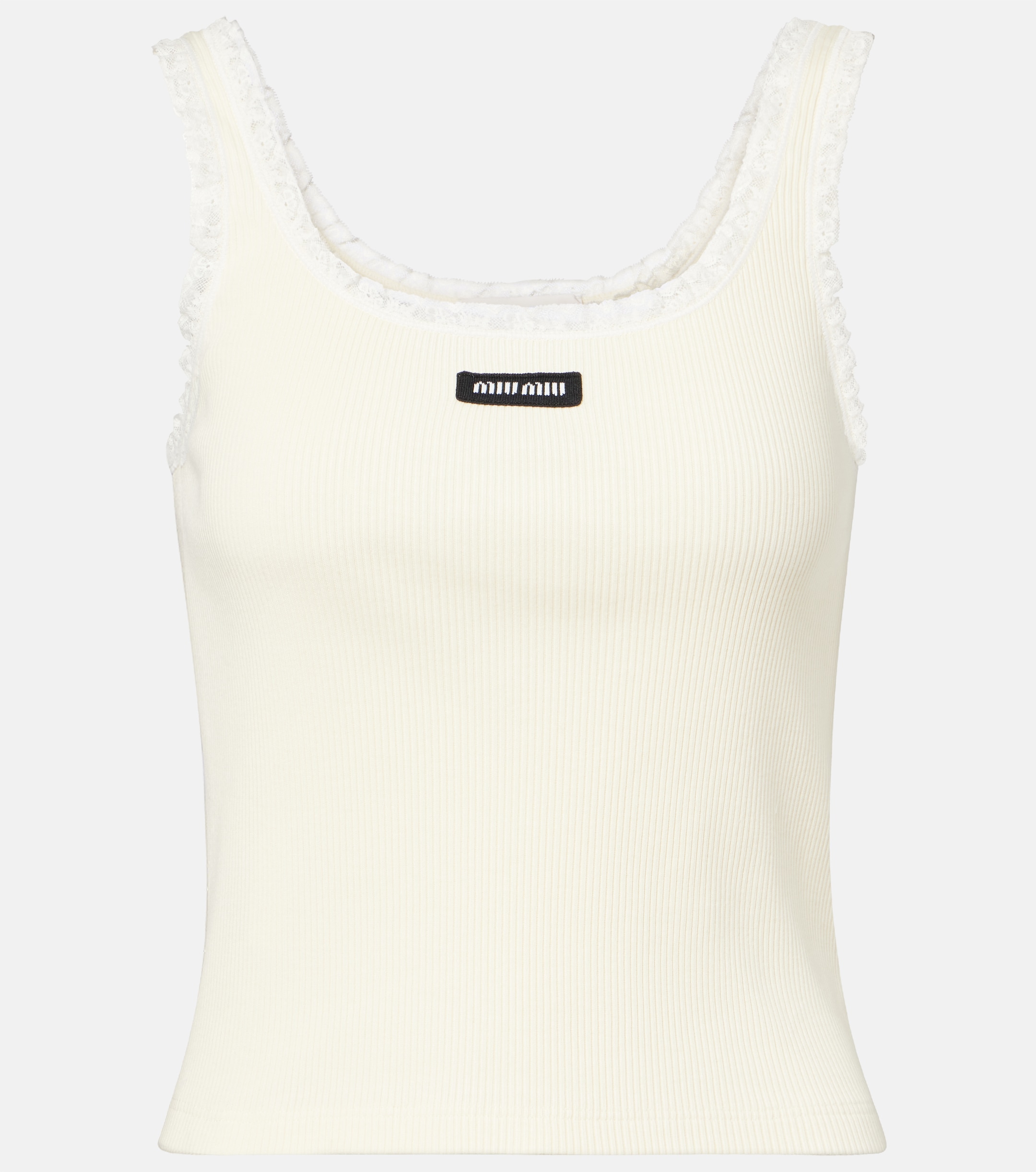 Miu Miu - Lace-trimmed cotton tank top | Plush