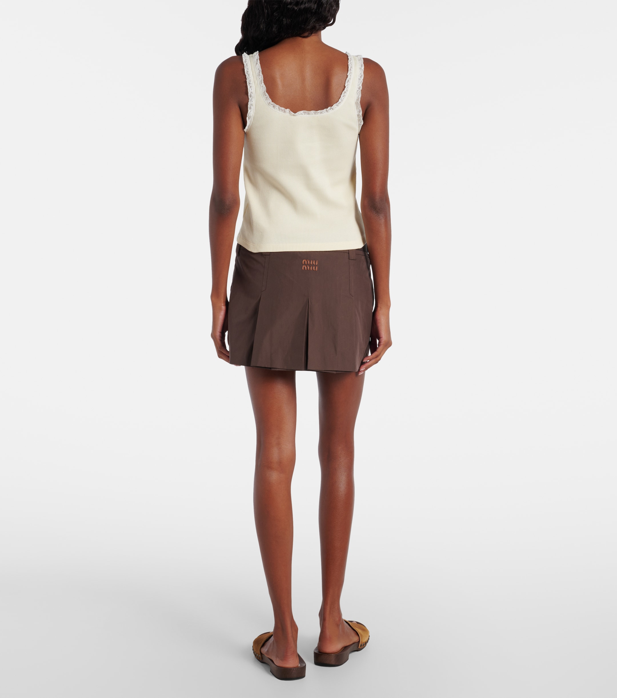 Miu Miu - Lace-trimmed cotton tank top | Plush
