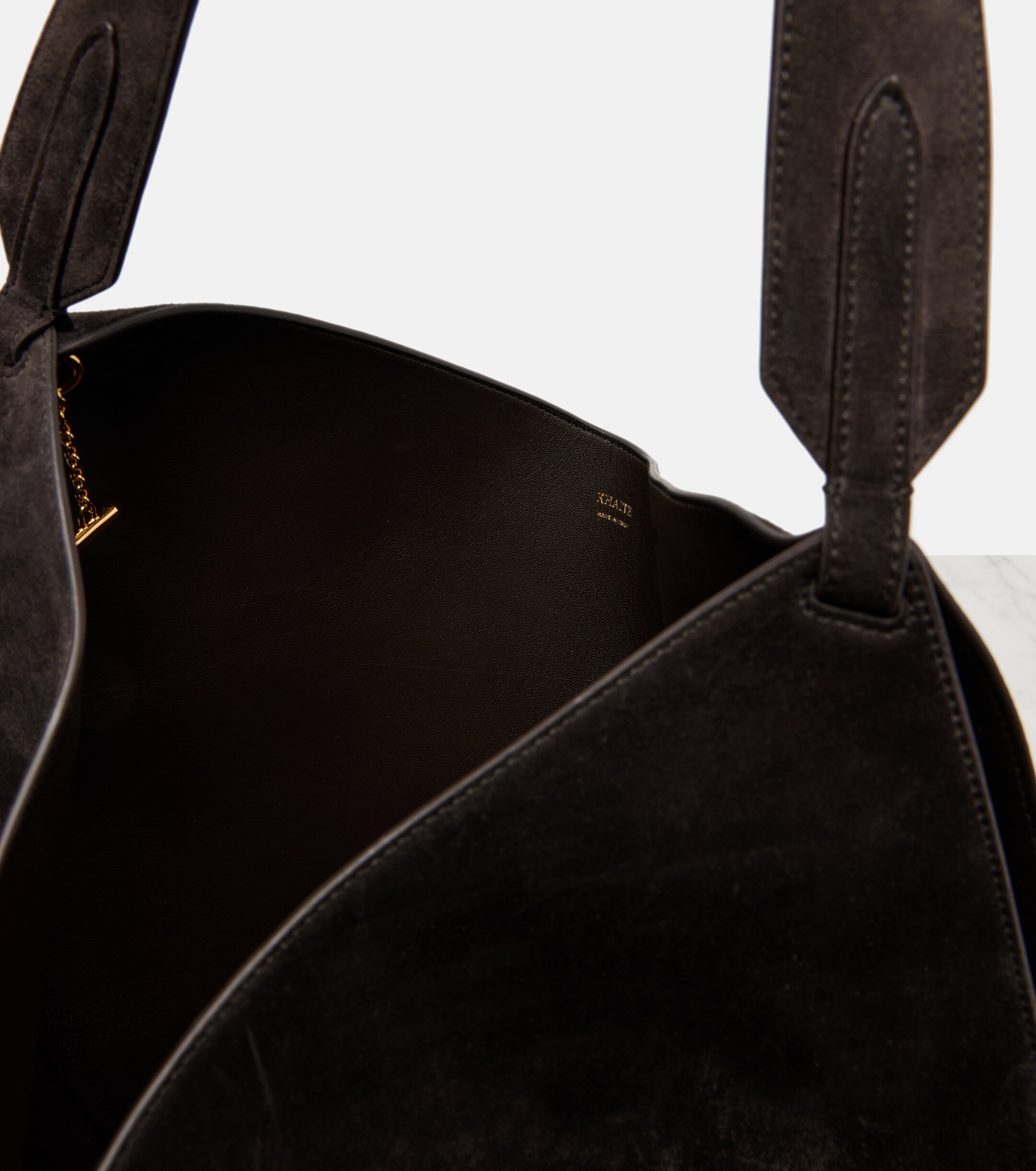 KHAITE Lotus Small suede tote bag