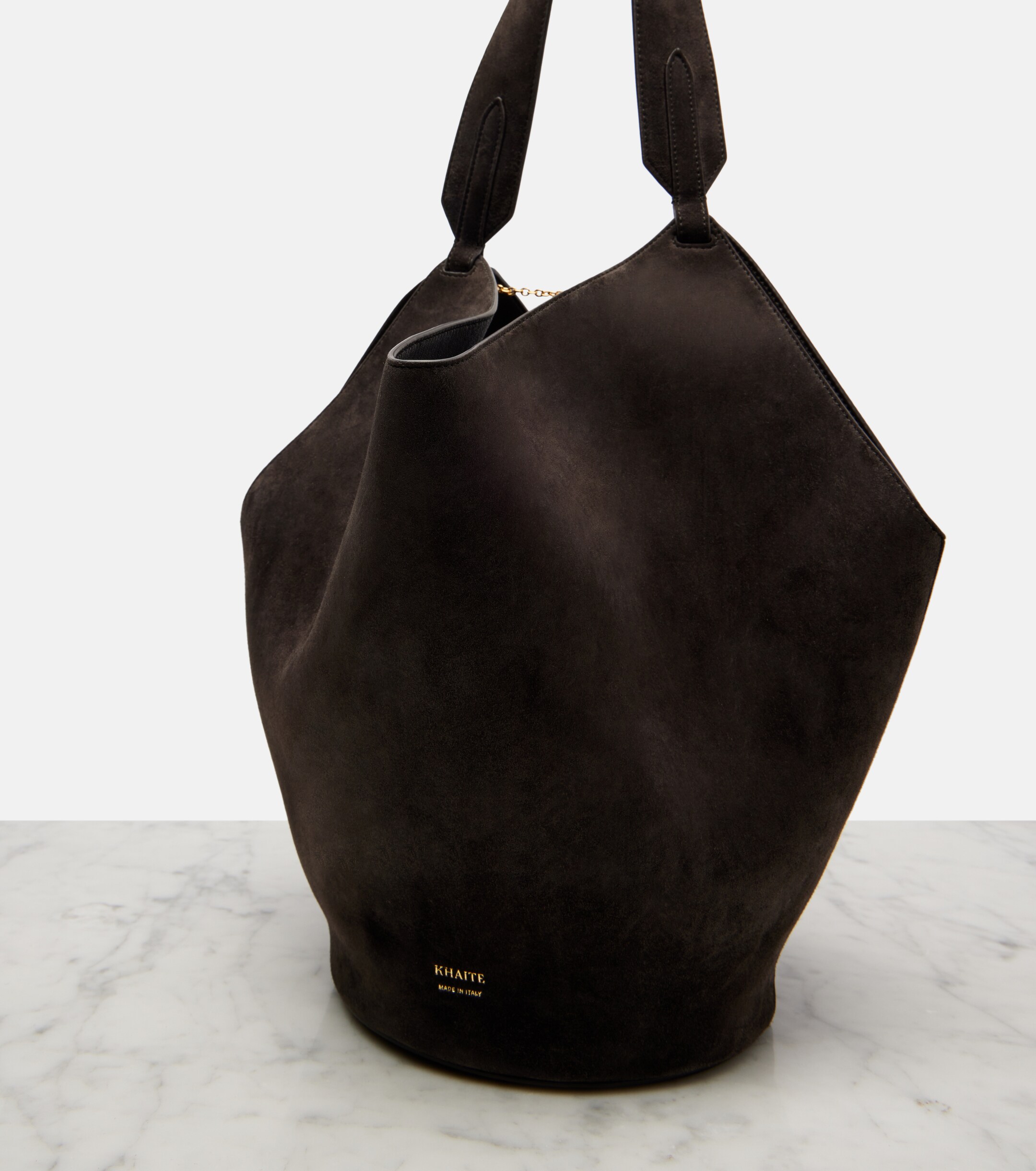 KHAITE Lotus Small suede tote bag