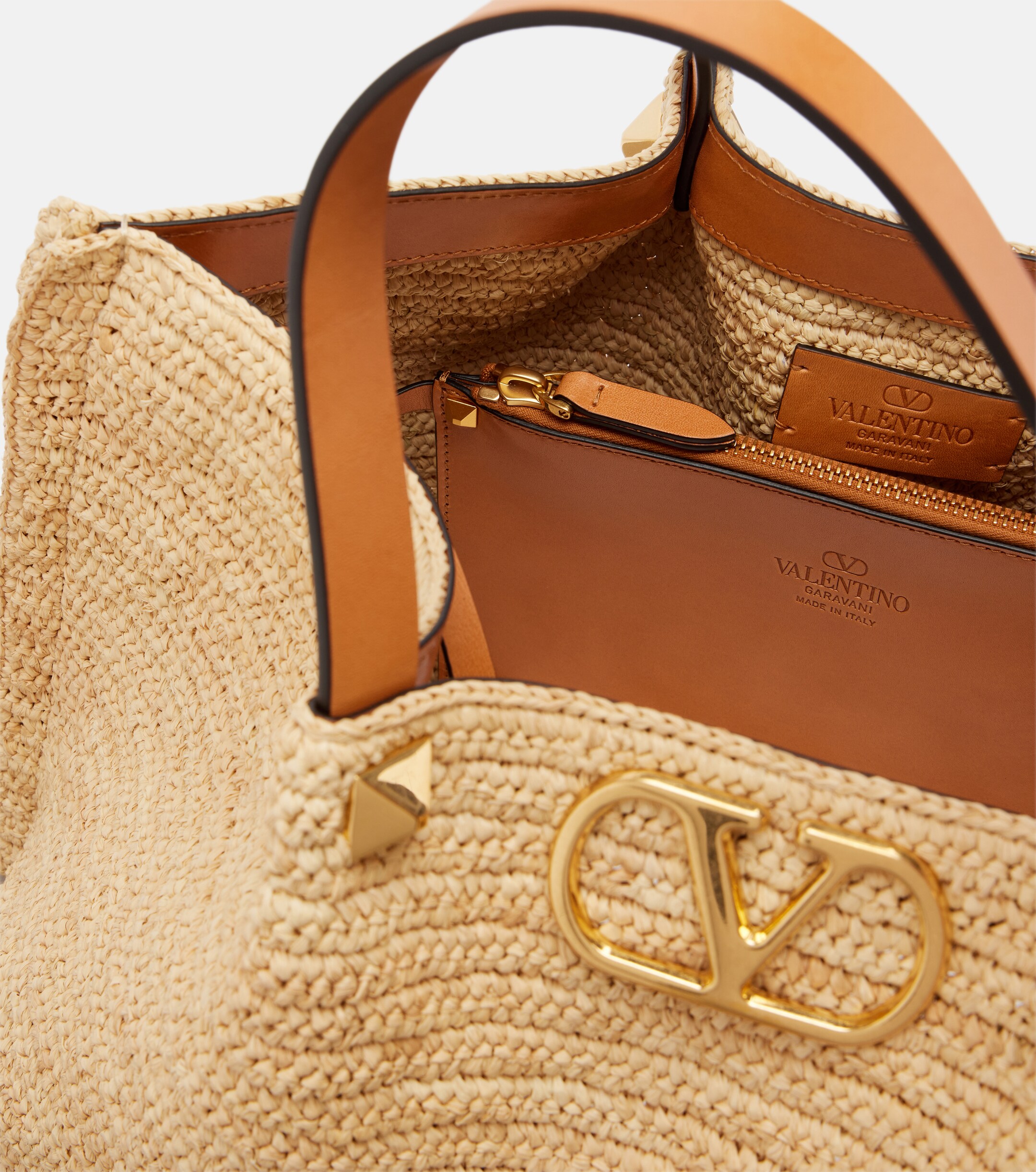 Valentino Garavani VLogo Medium raffia tote bag thumbnail
