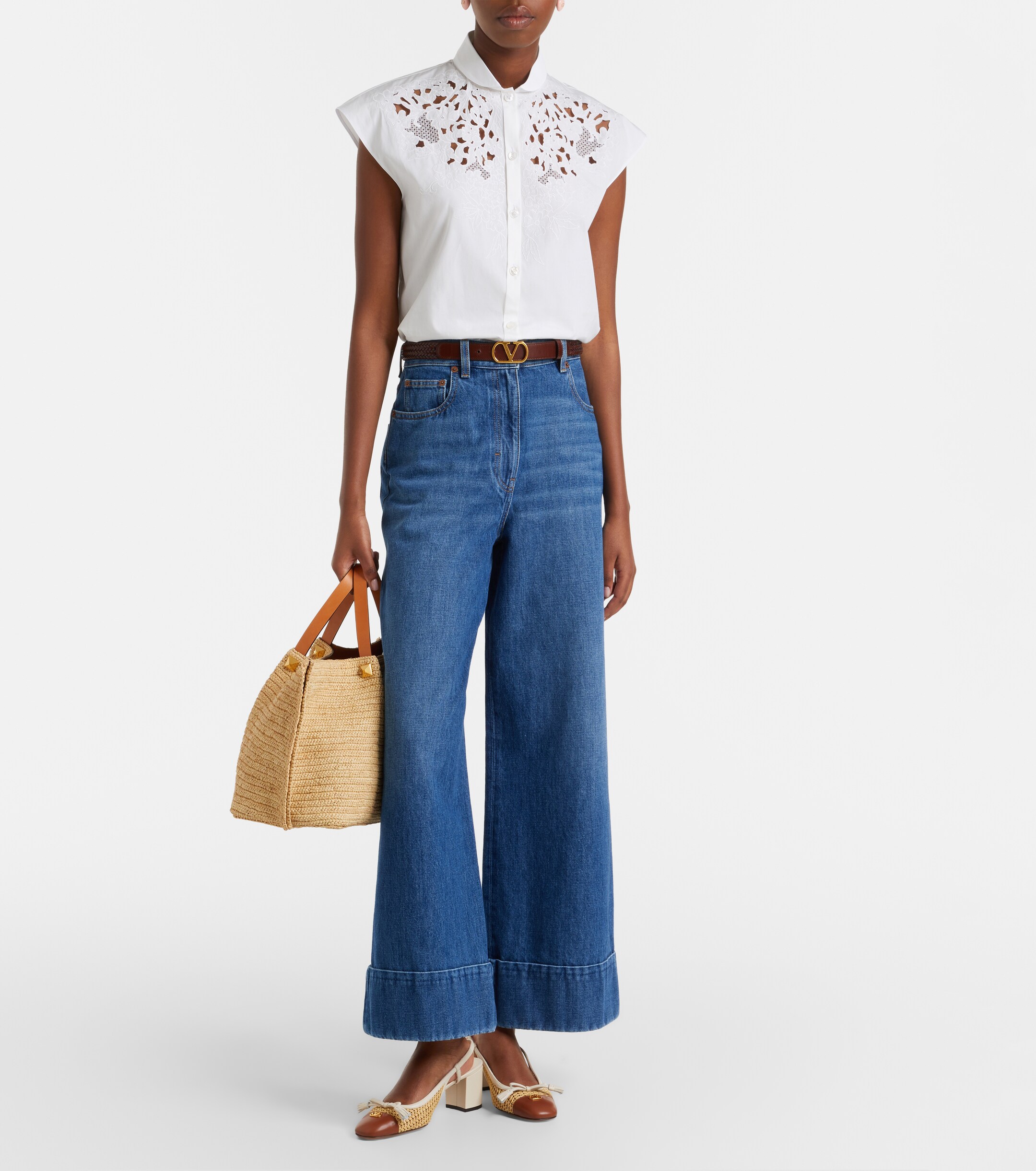 Valentino Garavani VLogo Medium raffia tote bag thumbnail
