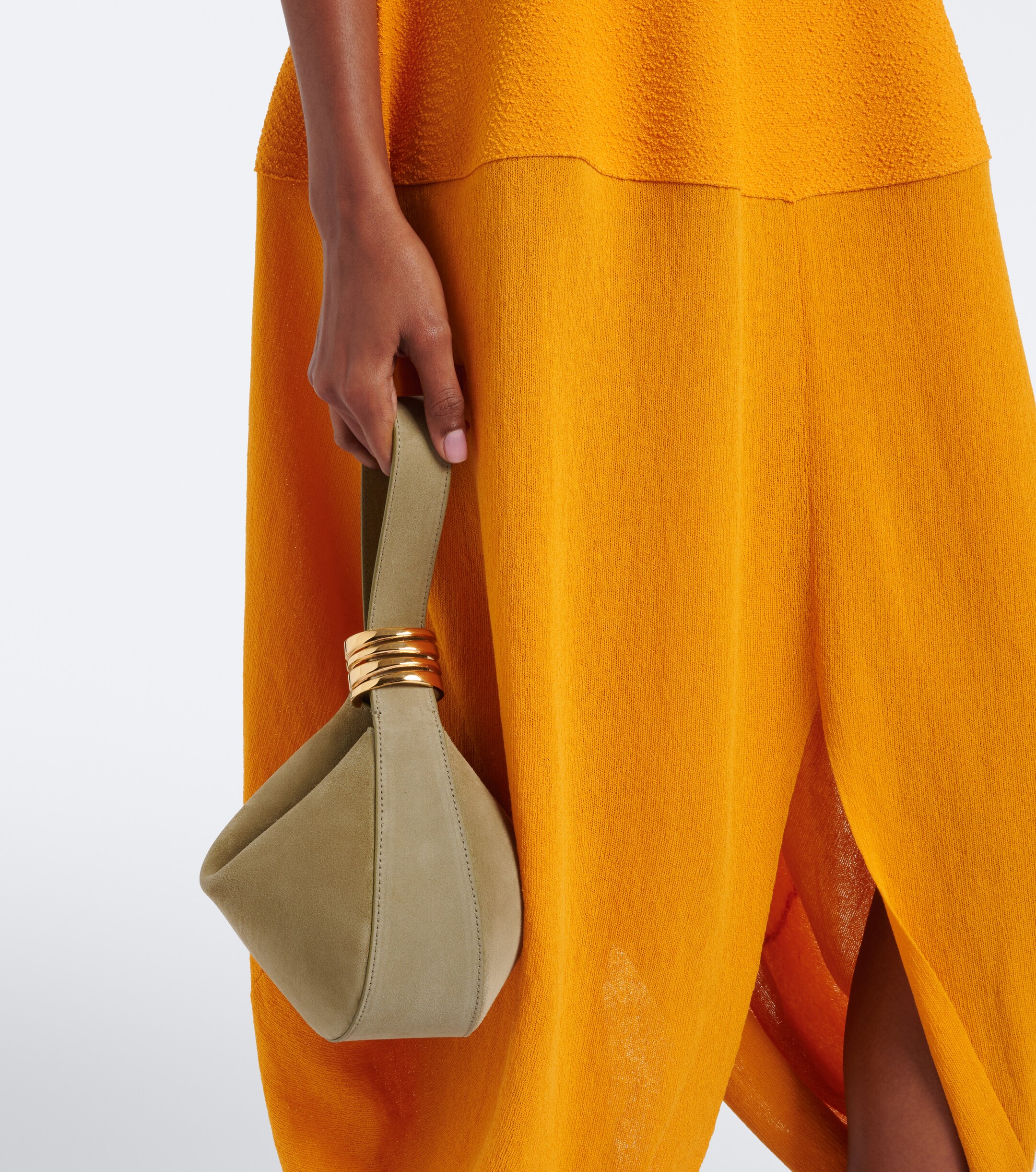 AMANU Zambia Ring Small suede top-handle bag